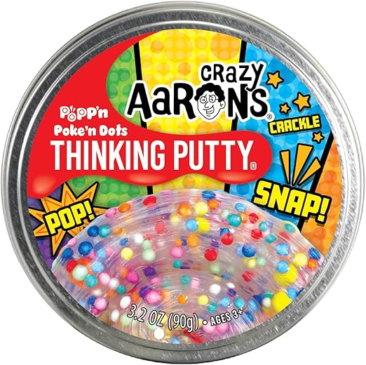 Crazy Aaron's Thinking Putty® - Poke'N Dots Popp’n - Multi-Color Sensory Putty for Kids and Grown ups in a 4" Tin - Creative and Endless Fun, Stress Relief Therapy Toys, Never Dries Out - Made in USA