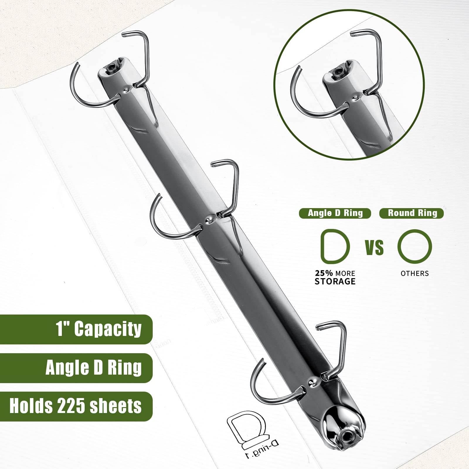 Crtiin Lot de 6 couvertures en plastique transparent à 3 anneaux avec fermeture à bouton-pression rechargeable pour cahiers à 3 anneaux D/O, cadeaux pour enseignants, étudiants, (anneau D, 2,5 cm)