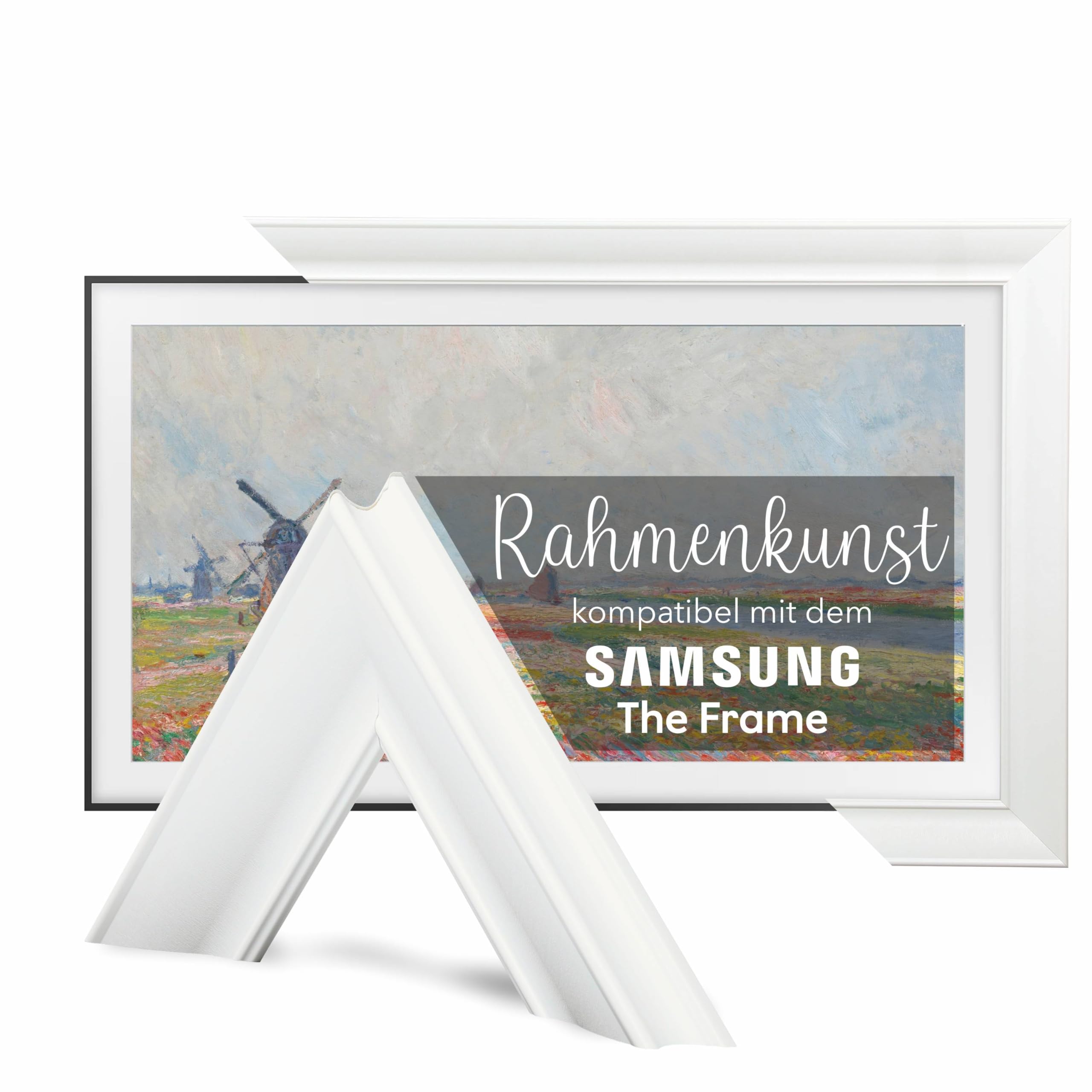 75-Zoll-TV-Rahmen für Samsung The Frame & Pro kompatibel, Modernes Weiß, geeignet für wandmontierte Fernseher
