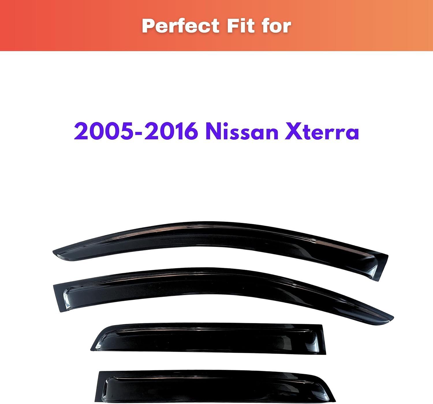 kpy rain guards fit for 2005-2016 nissan xterra, out-channel window visors vent wind deflectors 4pc, car accessories for 05-16 xterra 2005-2016 xterra