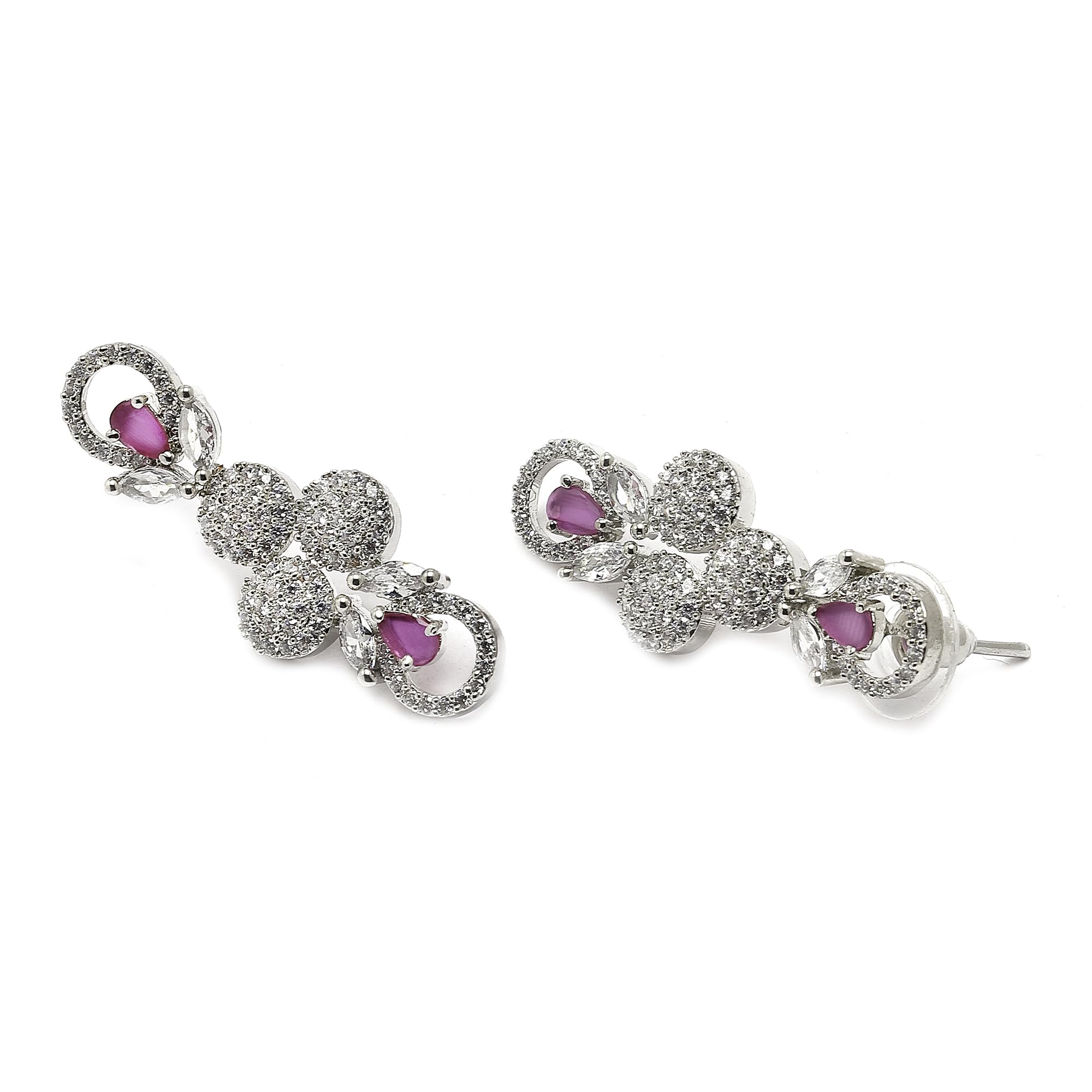 Rhodium-Plated American Diamonds Studded Necklace Set