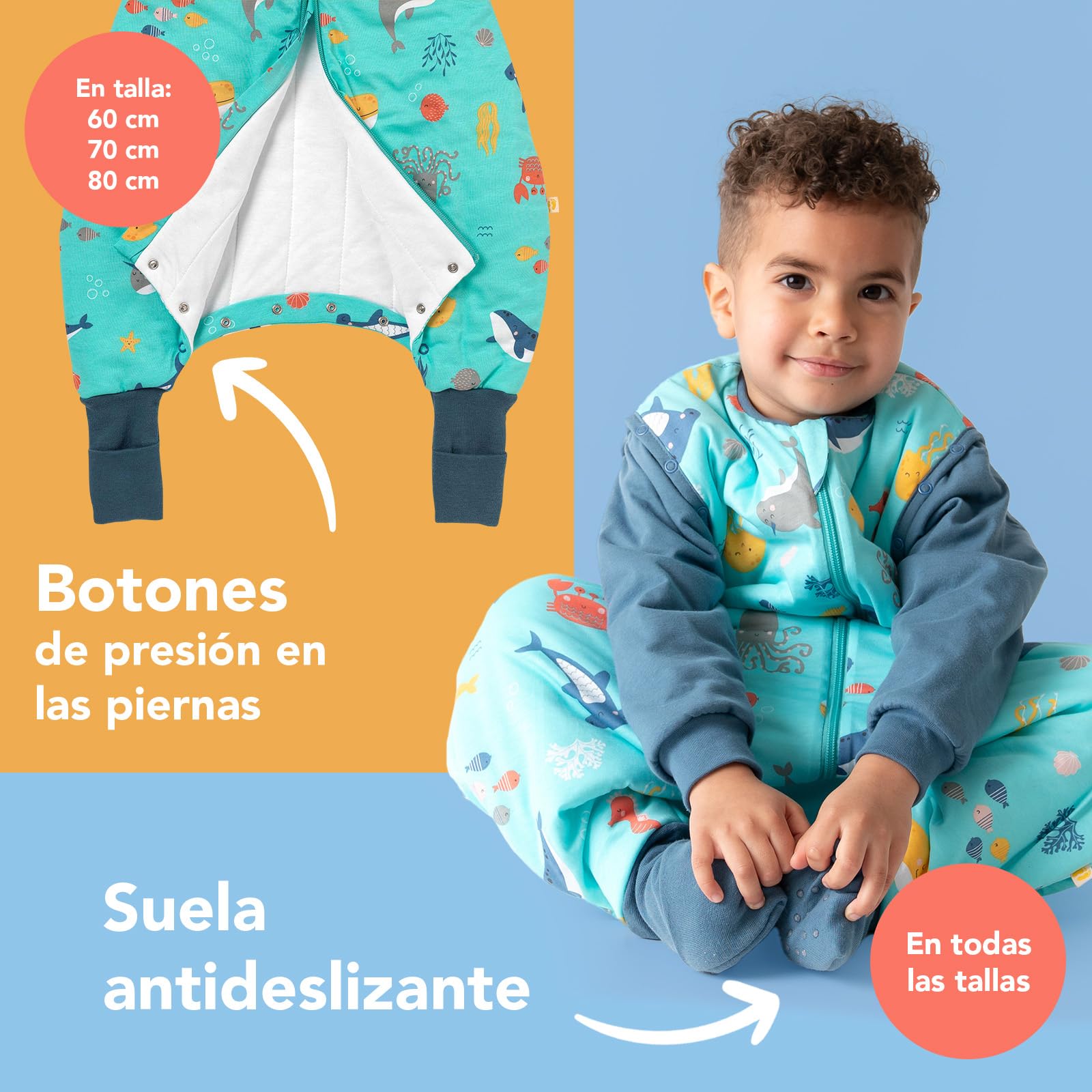 Slumbersac Saco de dormir bebe con pies y mangas extraíbles para el verano 1.0 Tog | Saco dormir bebe con piernas OEKO TEX