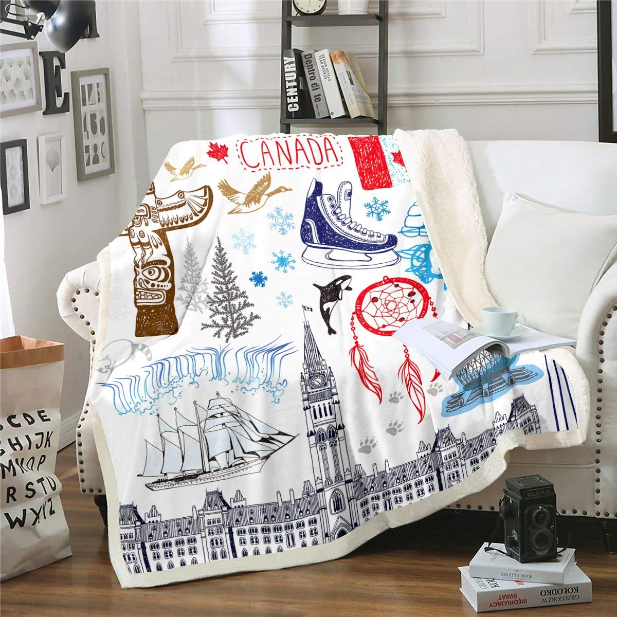 FeelyouBig Ben Fuzzy Blanket Boho Dreamcatcher Fleece Blanket for Chair Sofa Couch Famous Cityscape Decor Sherpa Blanket Canadian Style Winter Plush Throw Blanket Throw 50"x60"