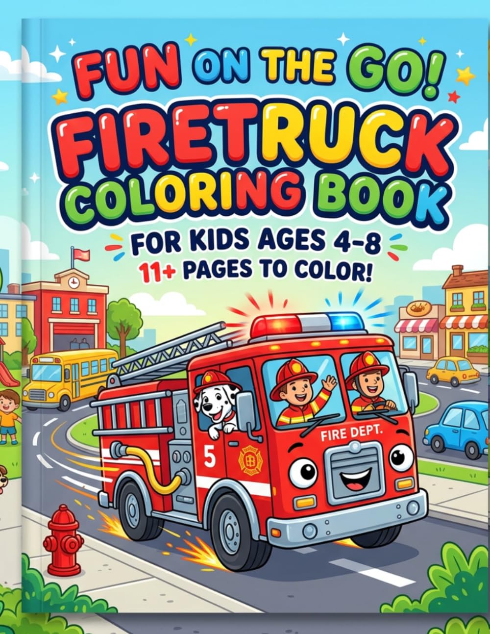 Firetruck Coloring Book: First Responders Coloring Book for Kids Ages 4-8: Learn About Fire Engines, Rescue Vehicles, Safety Gear, and the Tools Firefighters Use!
