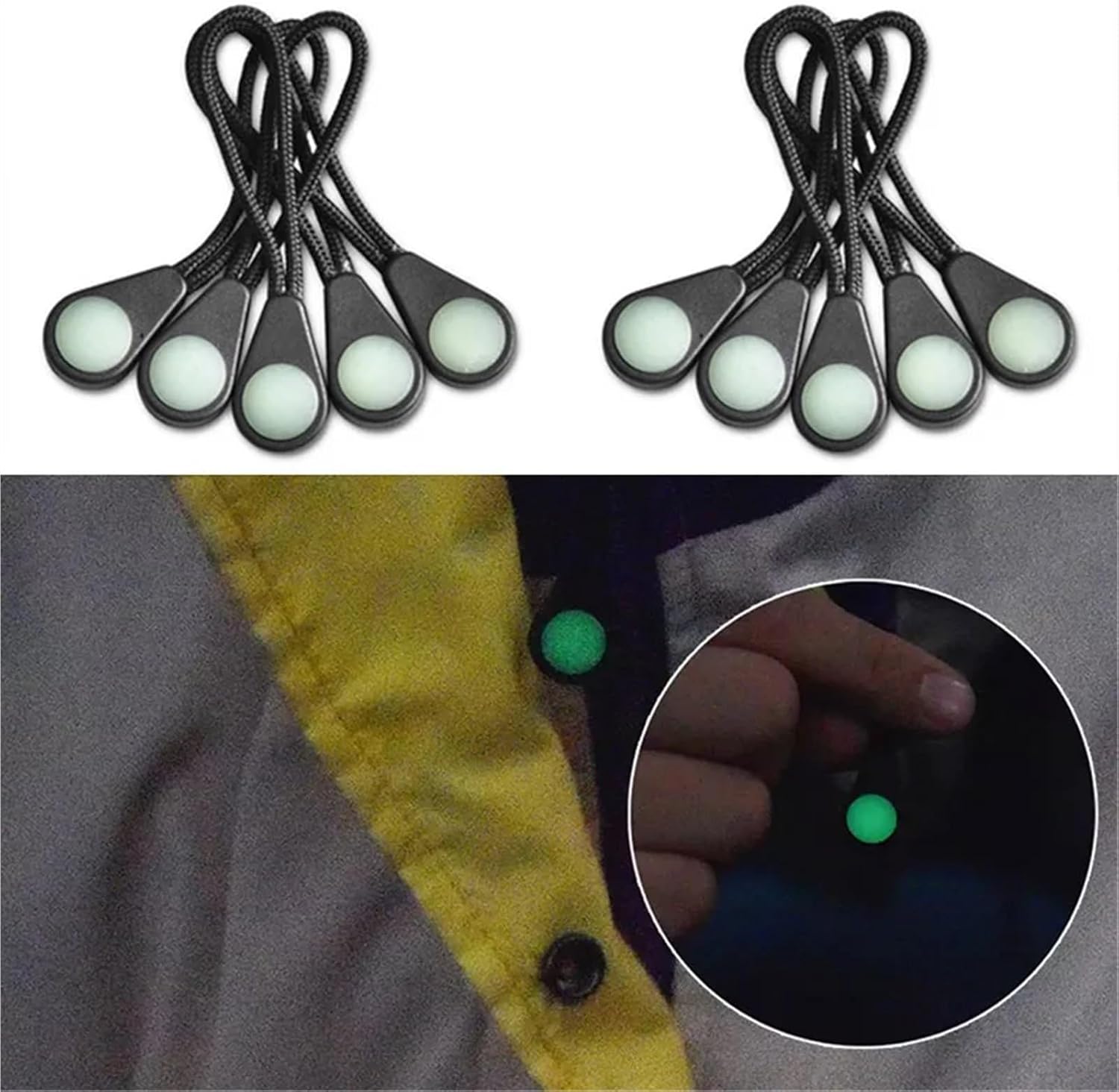 Glow in The Dark Zipper Pulls 100 Pcs Glow in The Dark Zipper Puller Head Anti-Lost Luminous Pull Zippers Backpack Pendant for Coat Rucksack Handbag Tent