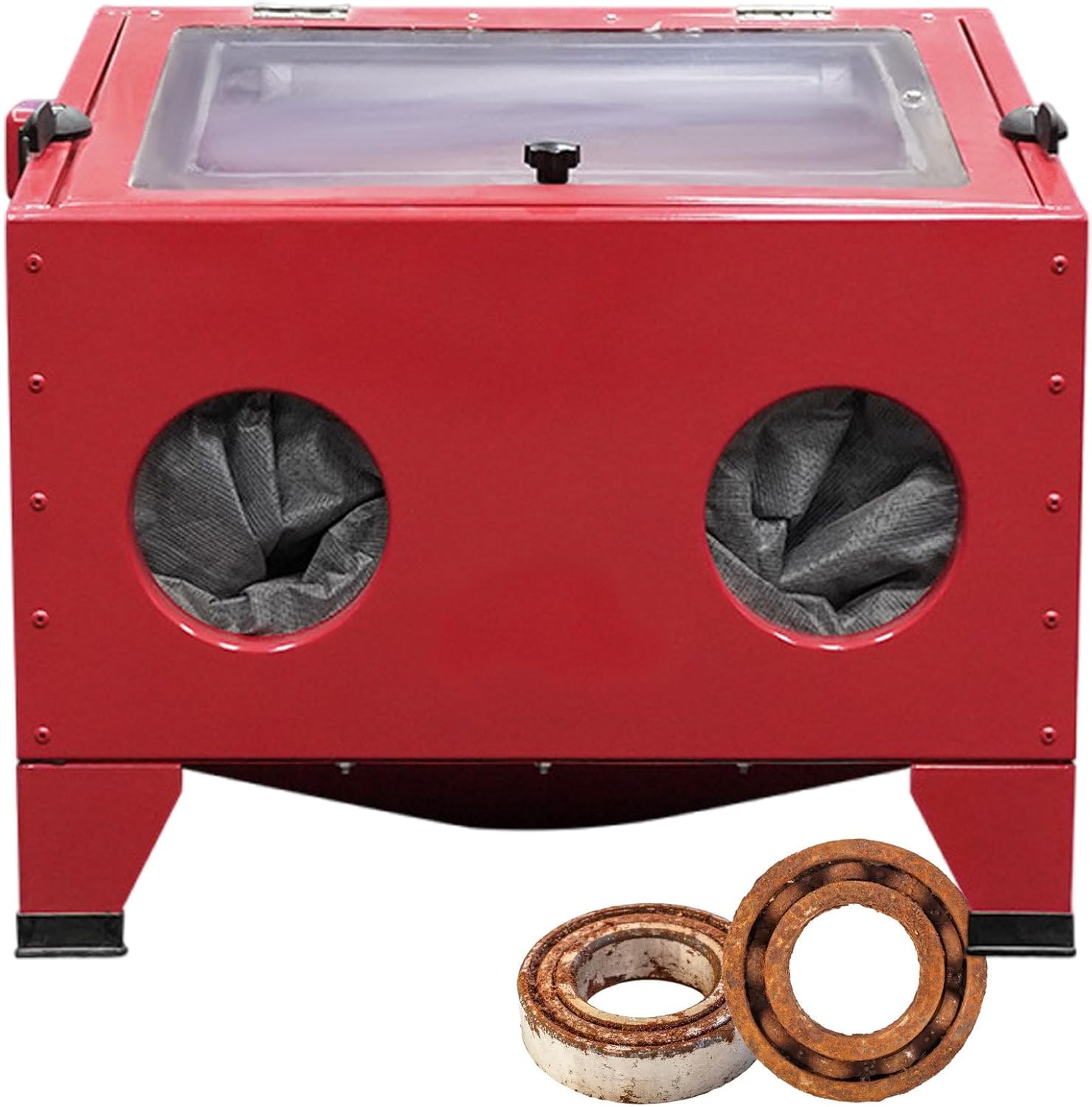 Small Box Type Sandblasting Machine 90 L,6-25 cfm Air Consumption,LED Professional Bench Top Sand Blasting Cabinet,for Rust Removal,Stain,Paint