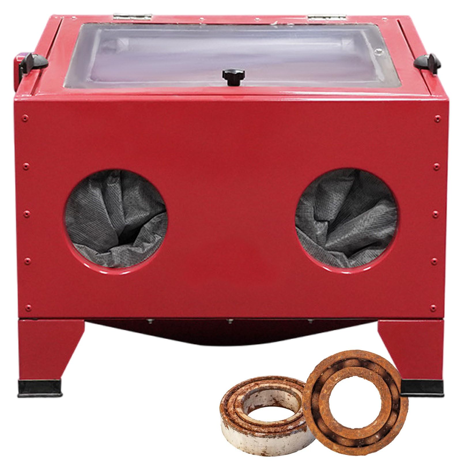 vnmudzeo Small Box Type Sandblasting Machine 90 L,6-25 cfm Air Consumption,LED Professional Bench Top Sand Blasting Cabinet,for Rust Removal,Stain,Paint