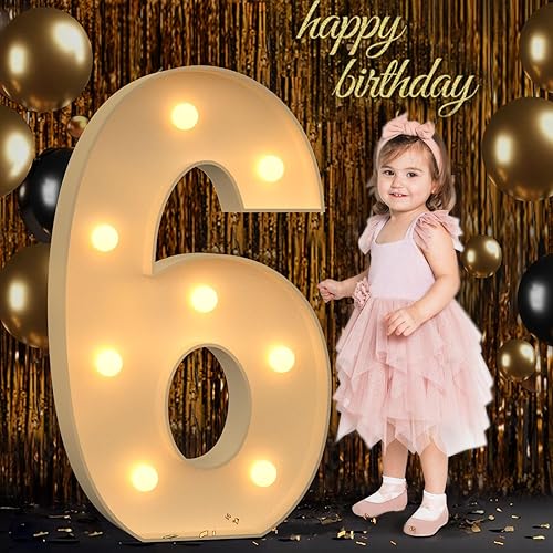 Miniatura 182 de Números iluminados grandes de 4 pies, números de marquesina 2 para decoraciones de cumpleaños de 21 para niños y niñas, números gigantes iluminados