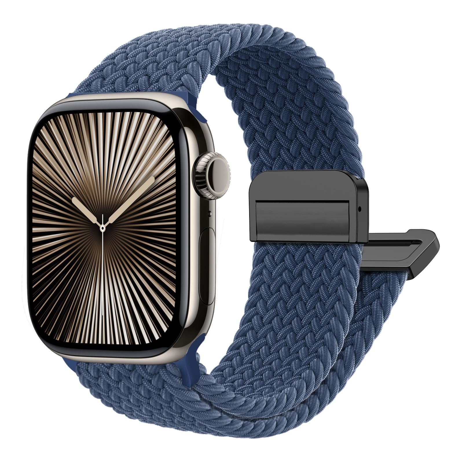 Magnetic Braided Stretchy Loop - Compatible with Apple Watch Band 42mm 46mm 40mm 41mm 44mm 45mm 38mm Ultra/2 49mm Women Men,Elastic Woven Fabric Nylon
