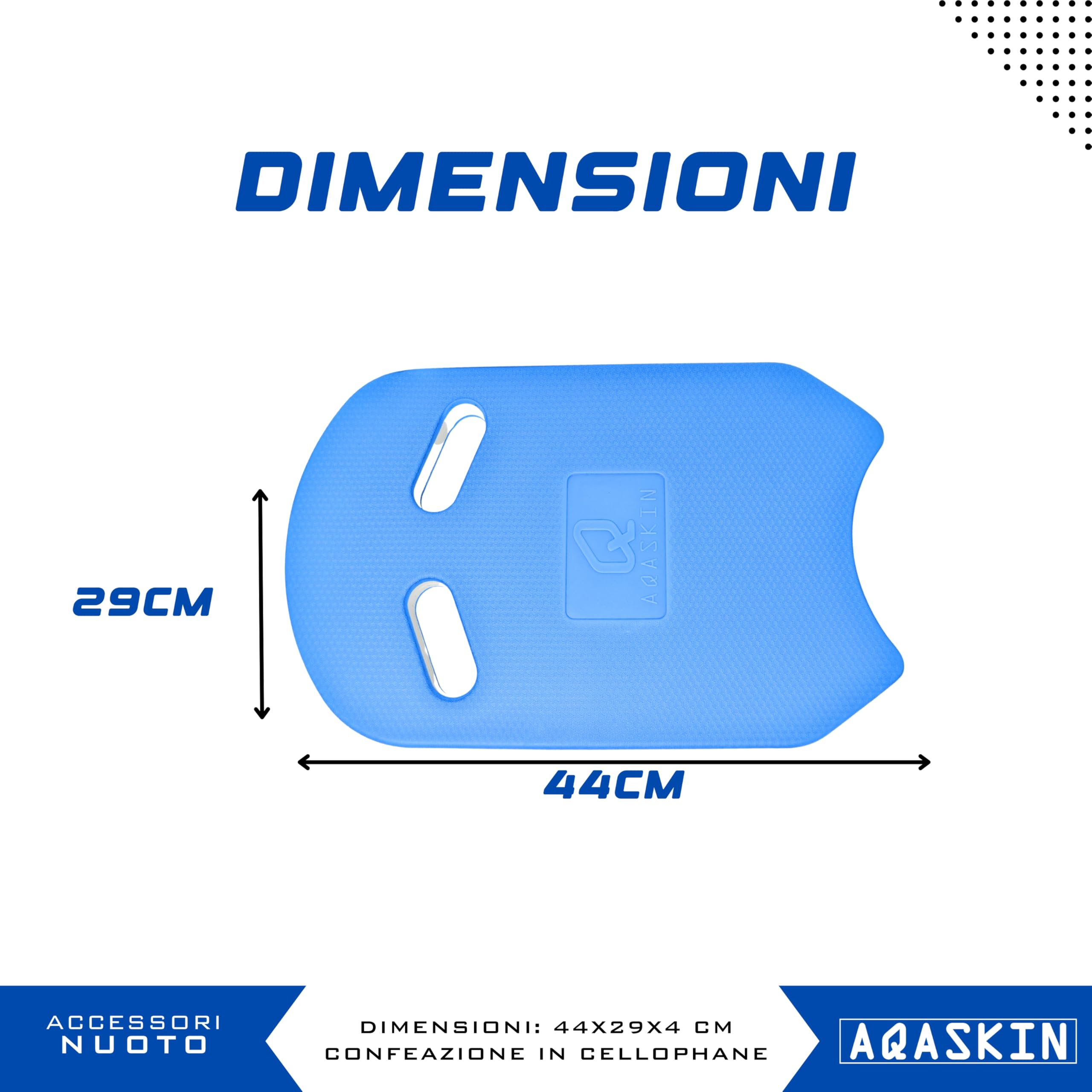Tavoletta da nuoto per piscina e mare, kickboard, accessorio galleggiante per esercizi in acqua per allenare e potenziare le gambe, grande galleggiabilità del busto e delle braccia. Tavoletta con fori, Blu Unisex Adulto.