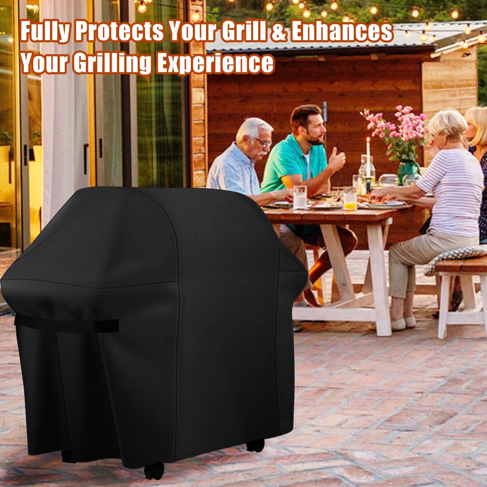 Pokrowiec na grilla 112 cm, pasuje do Weber Char-Broil Nexgrill Brinkmann i wszystkich popularnych marek grilli, wytrzymały, wodoodporny, wiatroszczelny pokrowiec na grill.