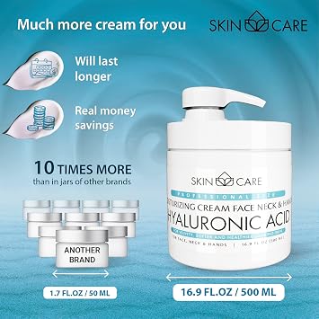 Skin Care 3-in-1 Moisturizing Cream with Hyaluronic Acid for Face, Neck and Hands - Delicate and Easily Absorbed Daily Cream - (500 ml)