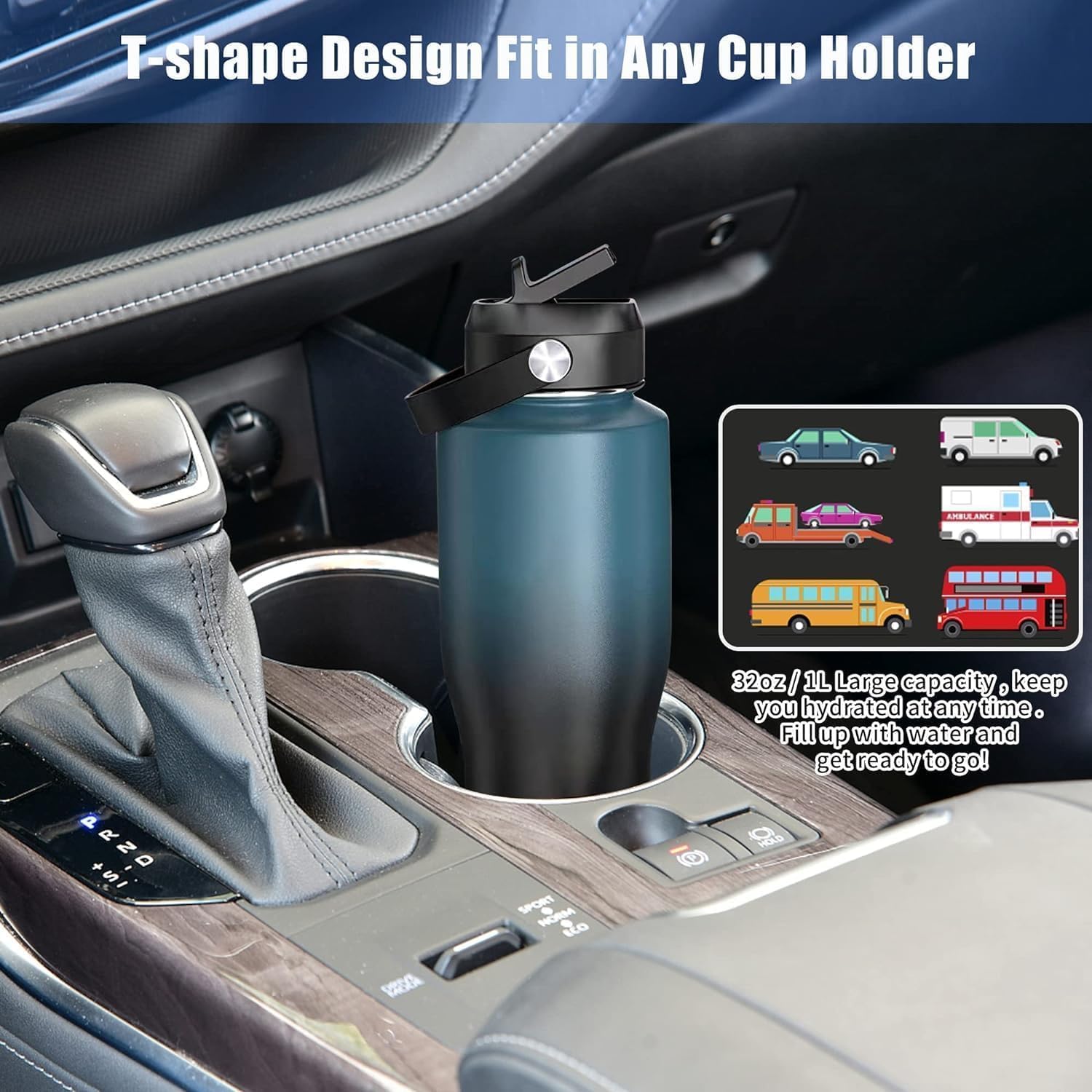 SENDESTAR Water Bottle,Wide Mouth Stainless Steel Vacuum Insulated Double Wall Keep Liquids Cold or Hot All Day,Sweat Proof Sport Design,Fit Car Cup Holder,Dark Green,32 Ounces - Image 6