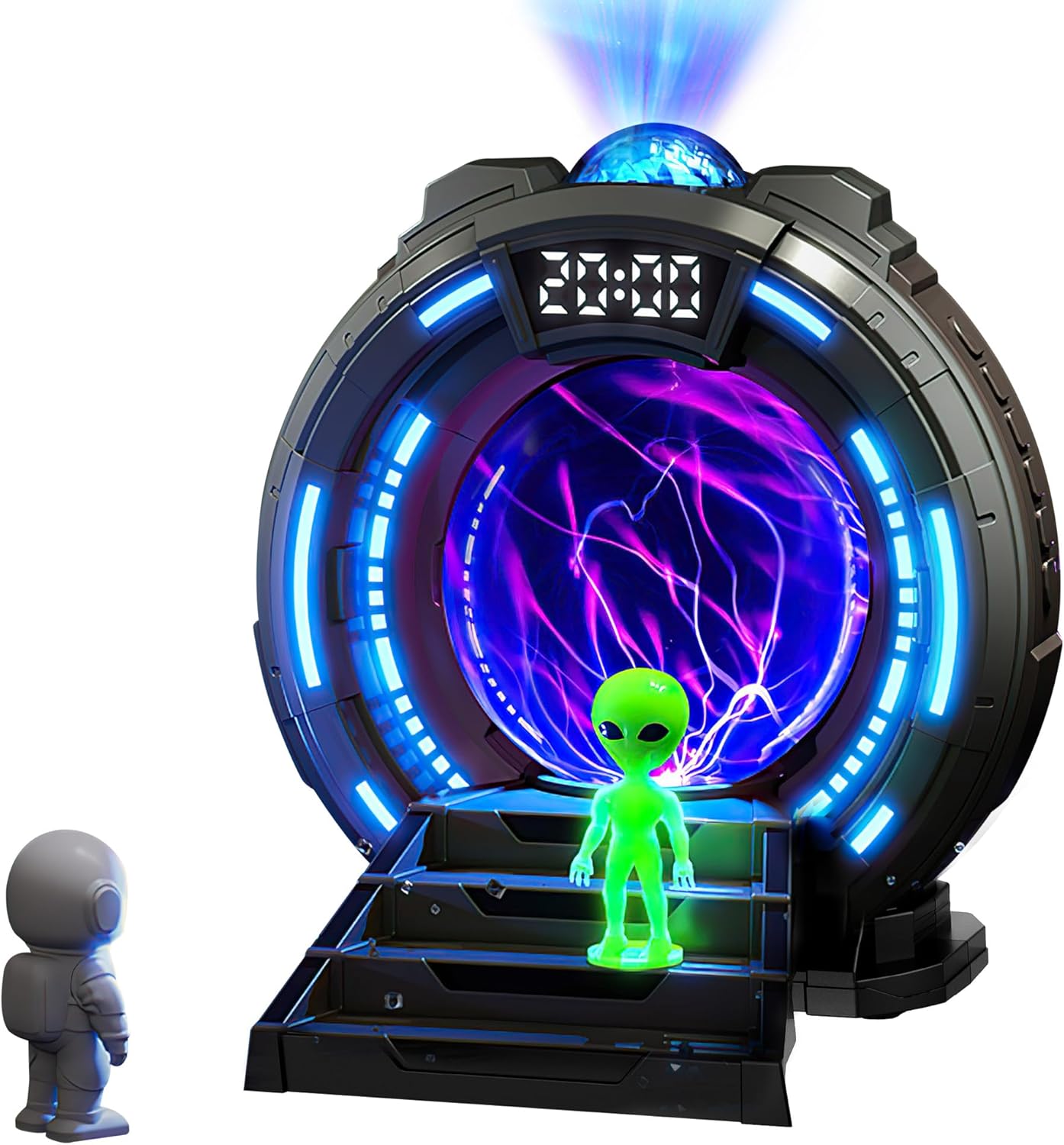 Northern Lights Projector, Space Portal Night Light, Astronaut Night Light Projector with Plasma Globe, Time Alarm Clock, White Noise, Music, Remote Control, Bedroom Decor&Christmas, Birthday Gift