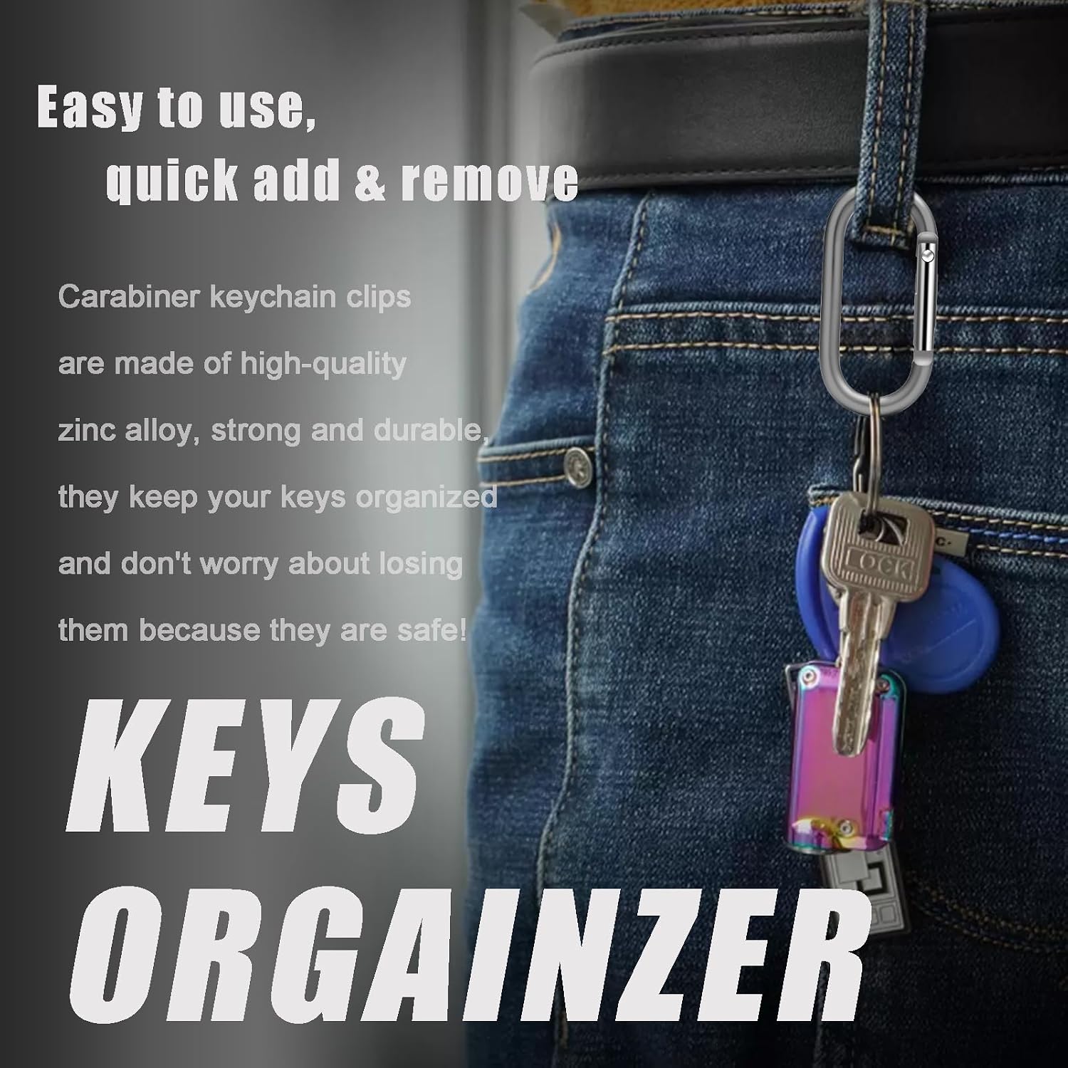CooBigo 12Set Aluminum Oval Keyrings, 2" Carabiner Keychain Ring Clips, Large Spring Snap Key Hook for Dog Tag Clip, Purse Strap, Home Key, Paracord Lanyard Accessories (Gray) image 3
