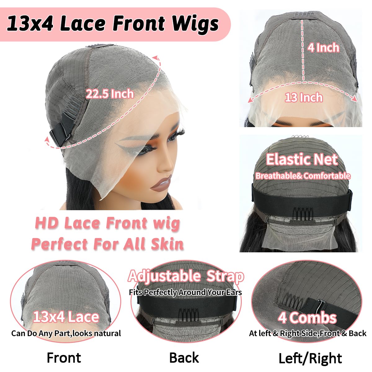 LICHANG Straight Lace Front Wigs Human Hair Pre Plucked for Black Women 13x4 Lace Frontal Wigs Human Hair 200% Density Brazilian Virgin Hair Glueless Wigs 26 Inch