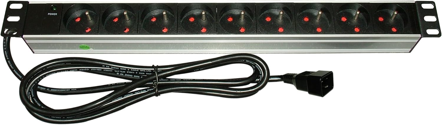 Infosec 61476 L9 RM C20 Power Strip 9 Sockets Black