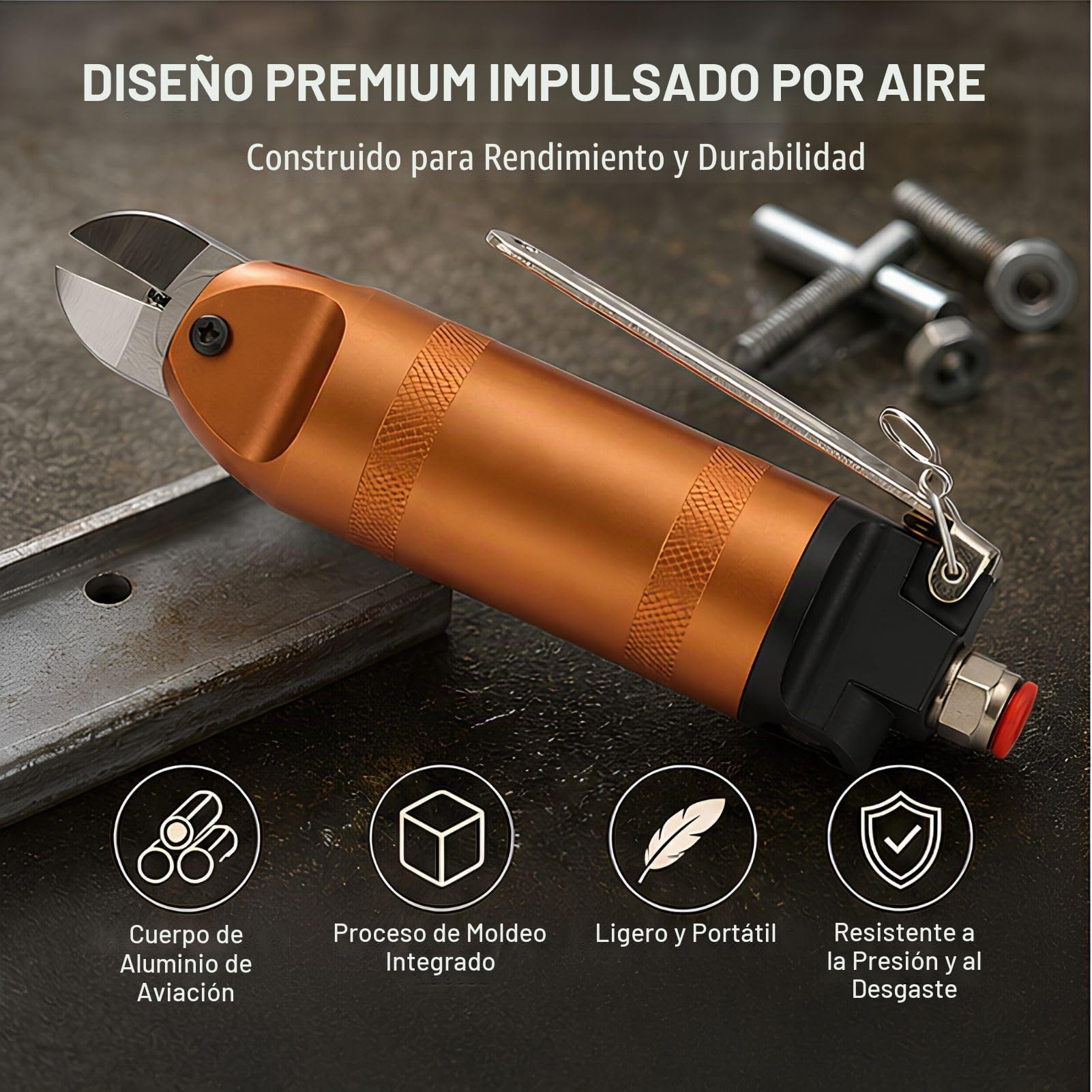 Pinza de Aire, Pinza Neumática de Aire, Alicates de Corte Neumático Tijeras Neumáticas para Cortar el Alambre de Latón de Acero Inoxidable de Hierro de Plástico (HS20-S5)
