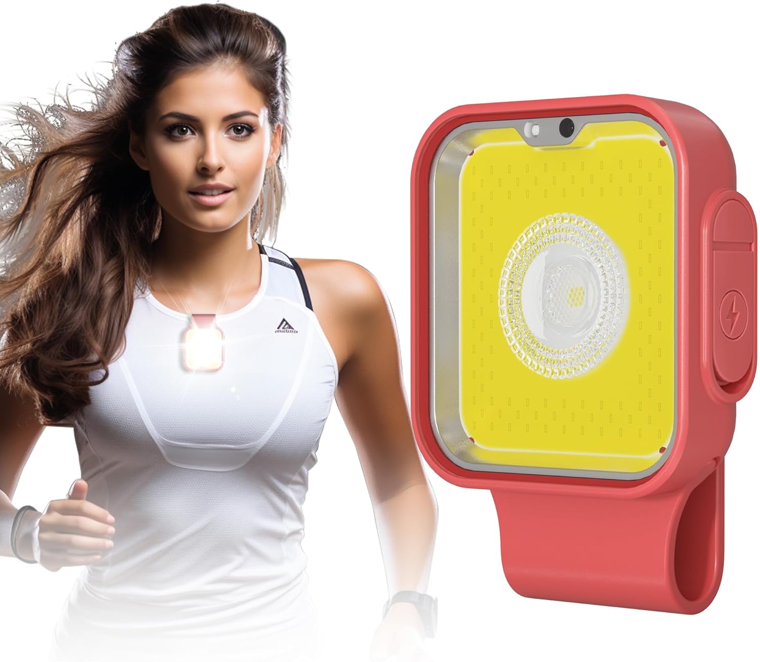 Yls Running Lights for Runners, Rechargeable Clip on Light with 12 Lighting Modes, LED Night Safety-Light for Walking, Camping, Hiking, Jogging, Outdoor Adventure, Red