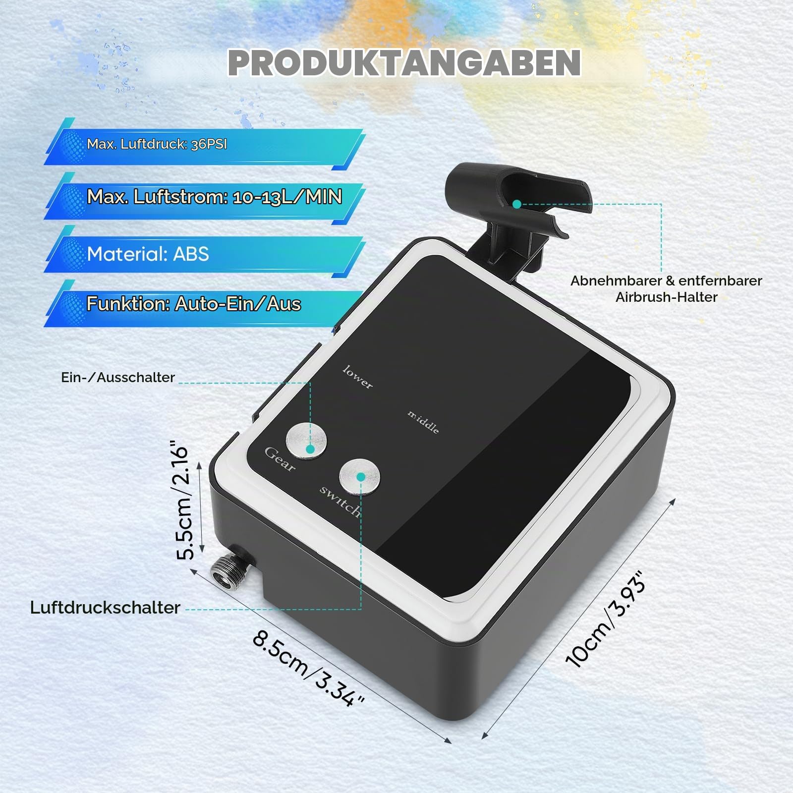 Tragbares Airbrush-Set mit 36 ​​PSI, Kompressor und Dual-Action-Pistole – für Modelle, Make-up, Autolackierung und Bastelarbeiten
