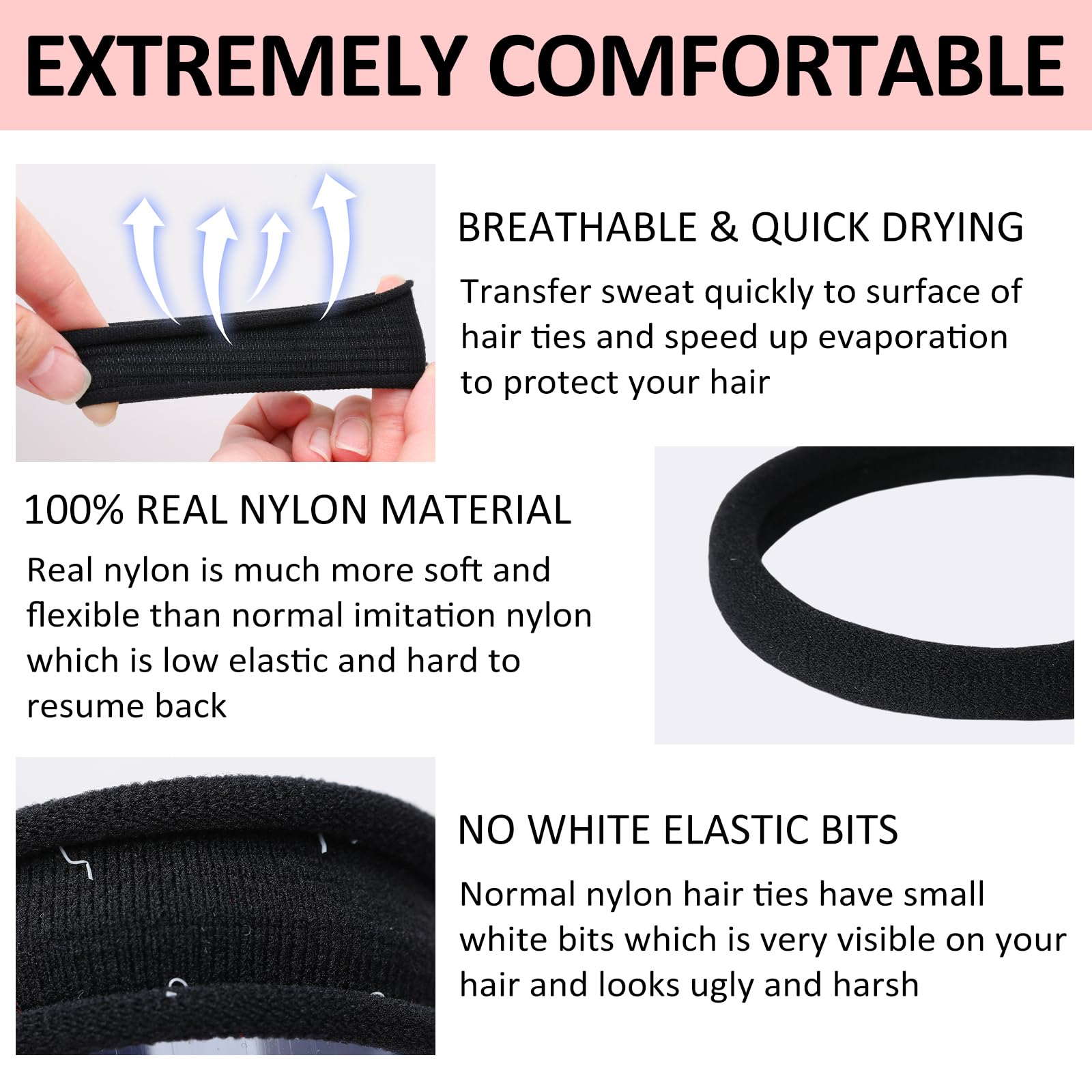 Large Bendable Hair Ties for Thick Hair Secure Non-Damaging Black Amazon.com : 2 X- Large PONY-O bendable Hair Ties, Ponytail  main image 2
