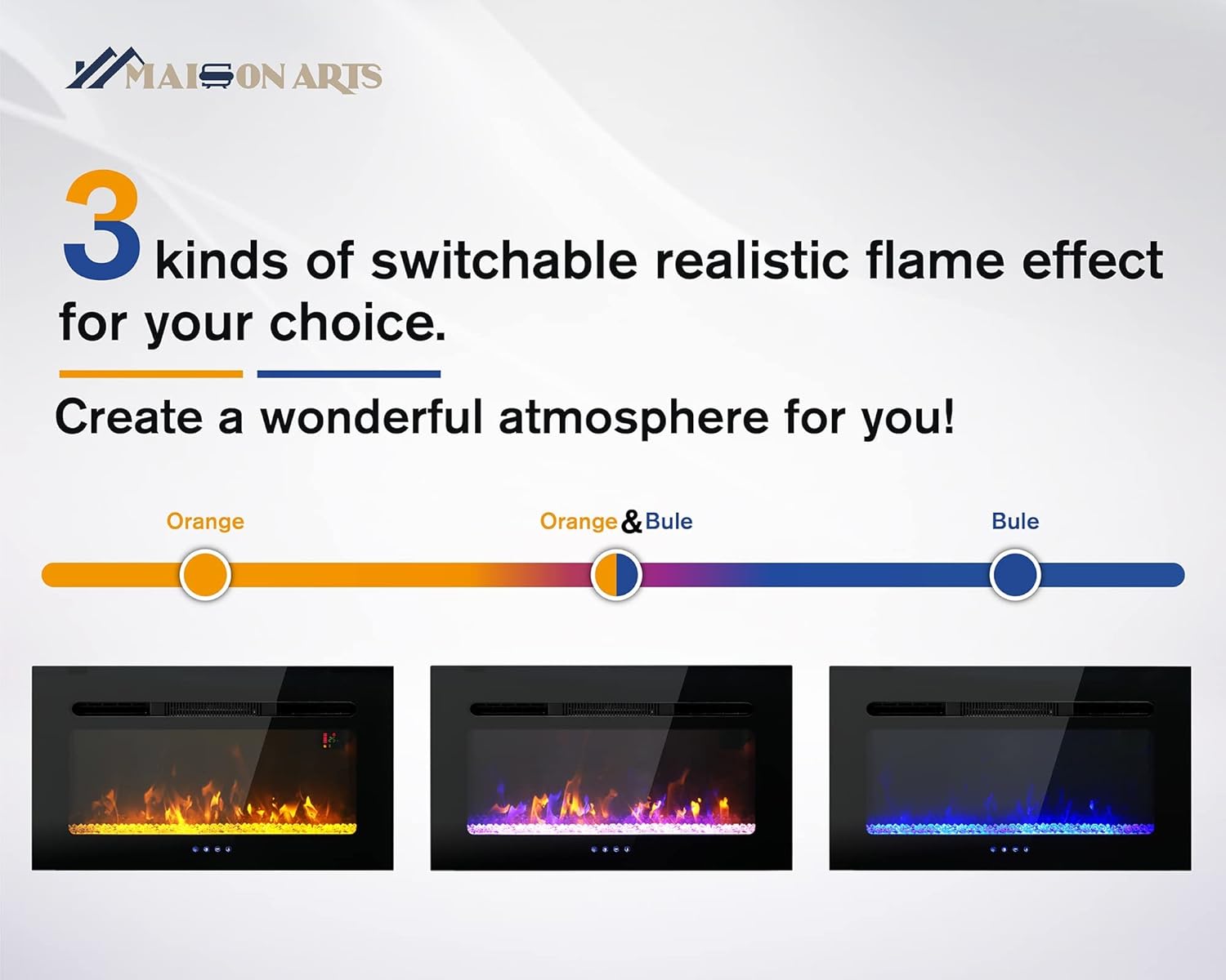 Frее Shірріng Ovеr $50 MAISON ARTS 30 Electric Fireplace Indoor Wall Mounted & Recessed Fireplace Heater with Remote Control & Touch Screen,8hrs Timer, Adjustable Flame Colors and Speed for Bedroom Living Room,1500W,Black