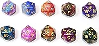Vista 3 de SmartDealsPro Paquete de 10 dados poliédricos D20 de 20 caras para juego de mesa DND RPG MTG (color brillante)