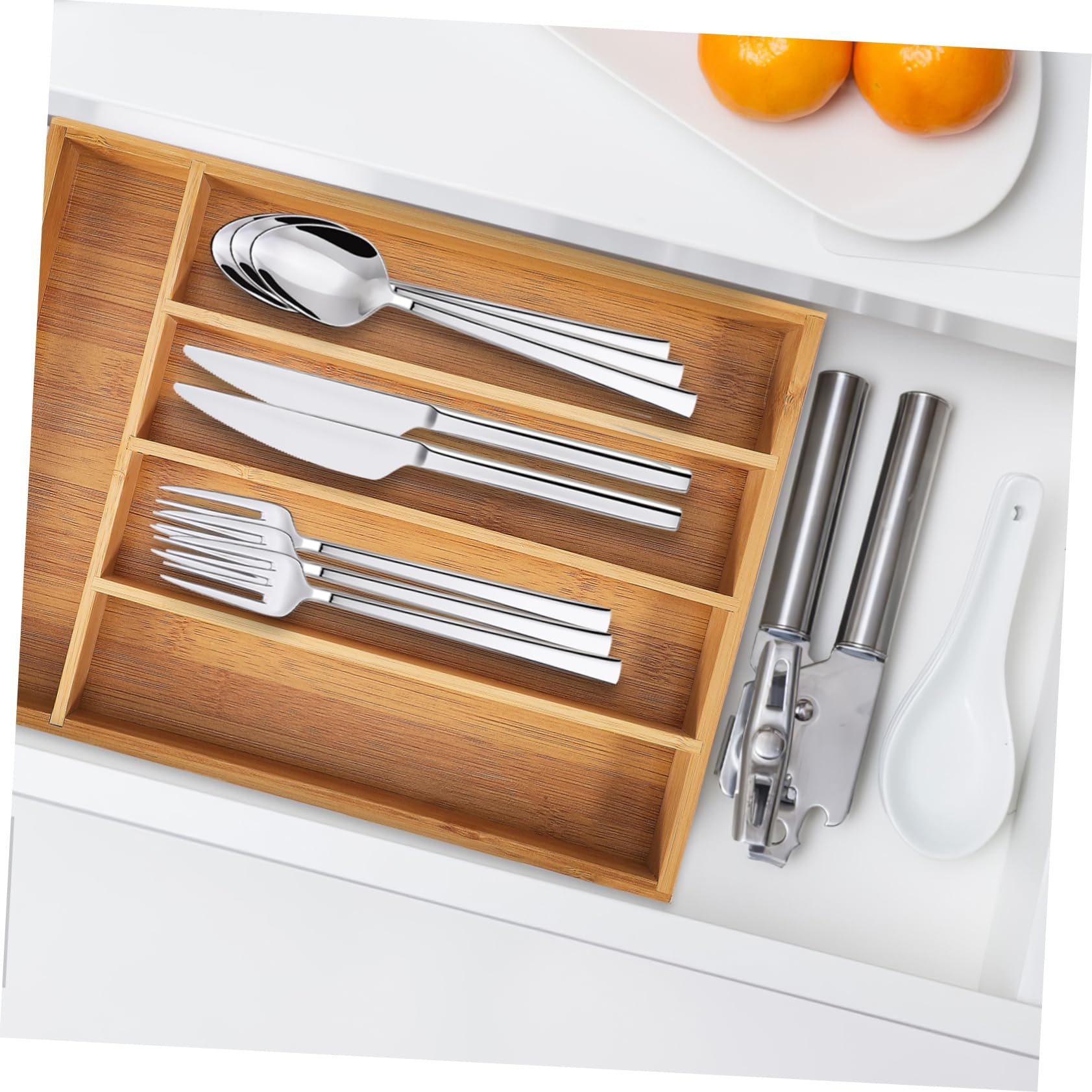 Mobestech Bambus Besteckkasten mit Multifunktionalen Fächern Verstellbarer Utensilien Organizer für Küchenschubladen Langlebig und Elegant für Küchenaufbewahrung
