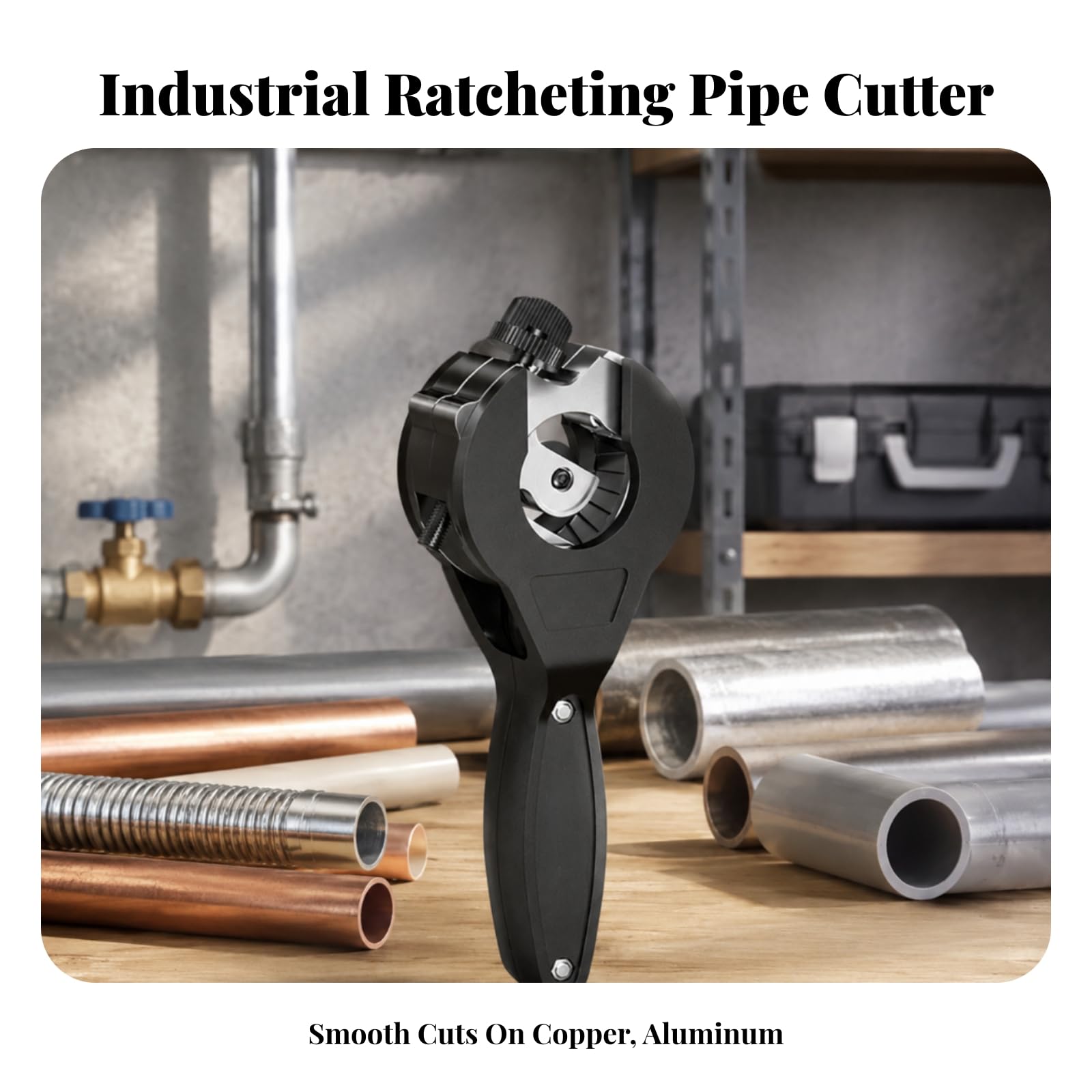 Taglia a Cricchetto Resistente | Apertura Regolabile, Taglia Manuale, Preciso, Utensile, per Officina, Idraulici, Stile B