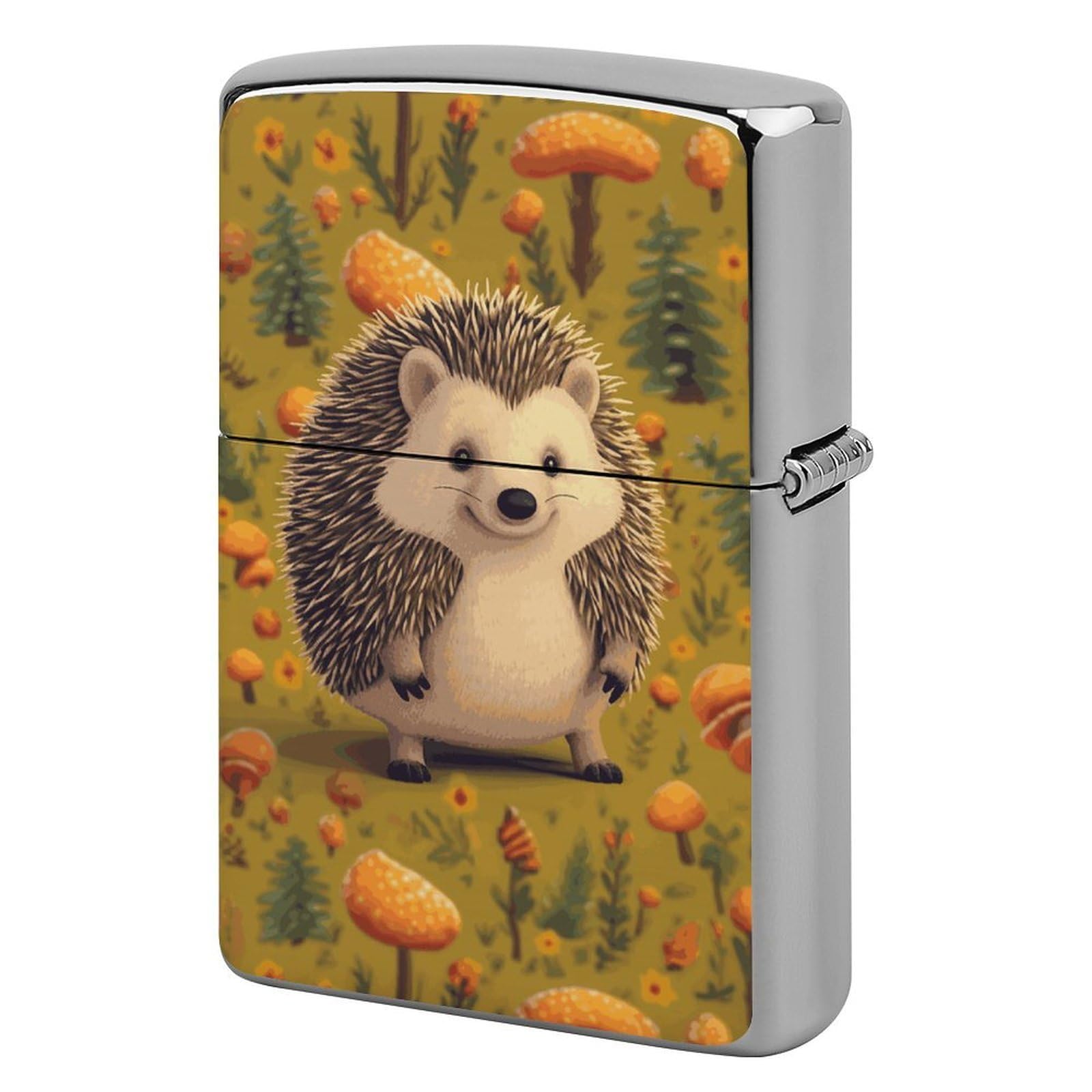 Hedgehog Lighter Case Cover Vintage Metal Lighter Sleeve Reusable Lighter Protective Cover Decorative Lighter Holder Birthday Gifts for Men Women