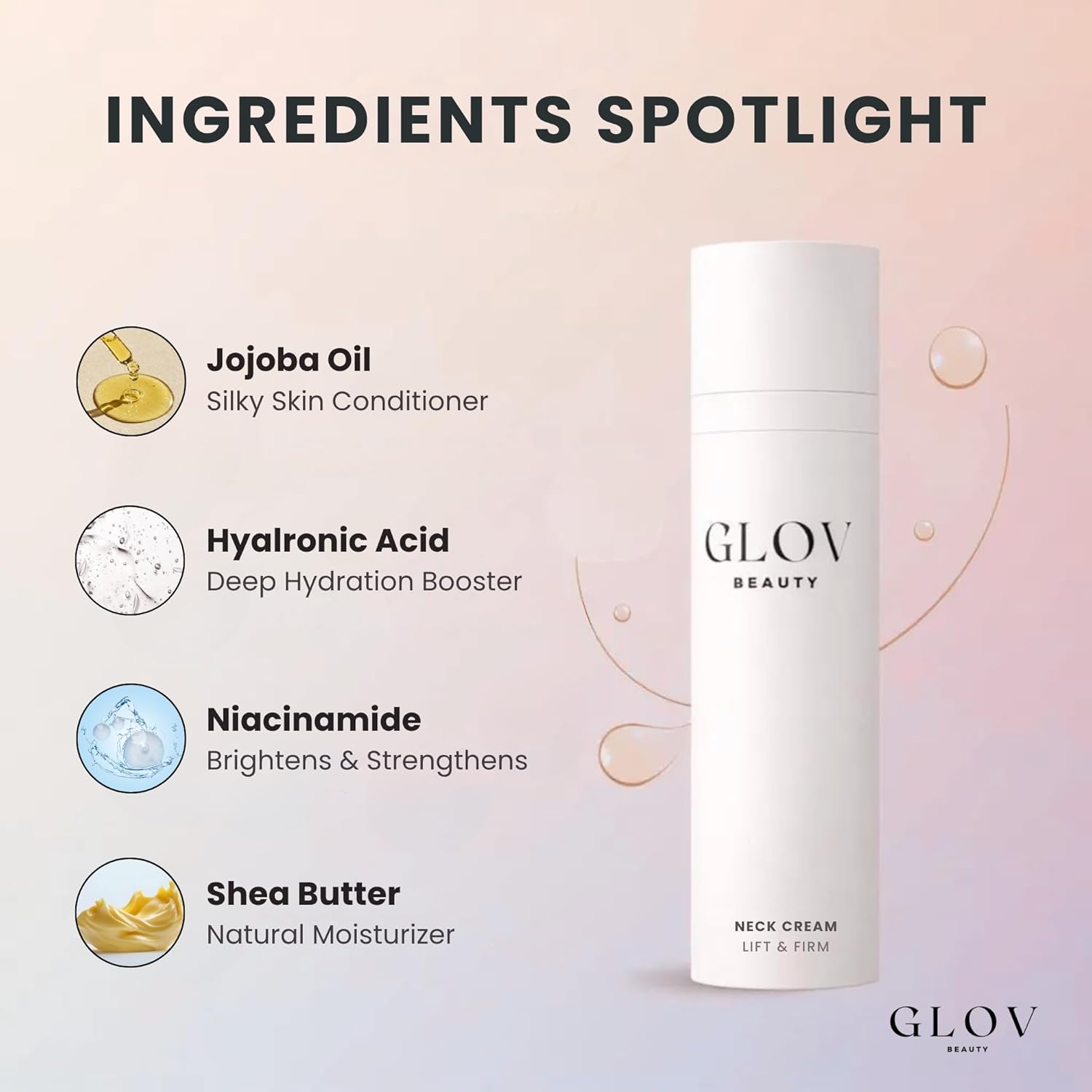 Glov Beauty - Lift & Firm Neck Cream - Anti-Aging Neck & Décolleté Cream for Wrinkles, Sagging Skin & Tightening - With Shea Butter, Niacinamide & Hyaluronic Acid - All Skin Types - Image 6