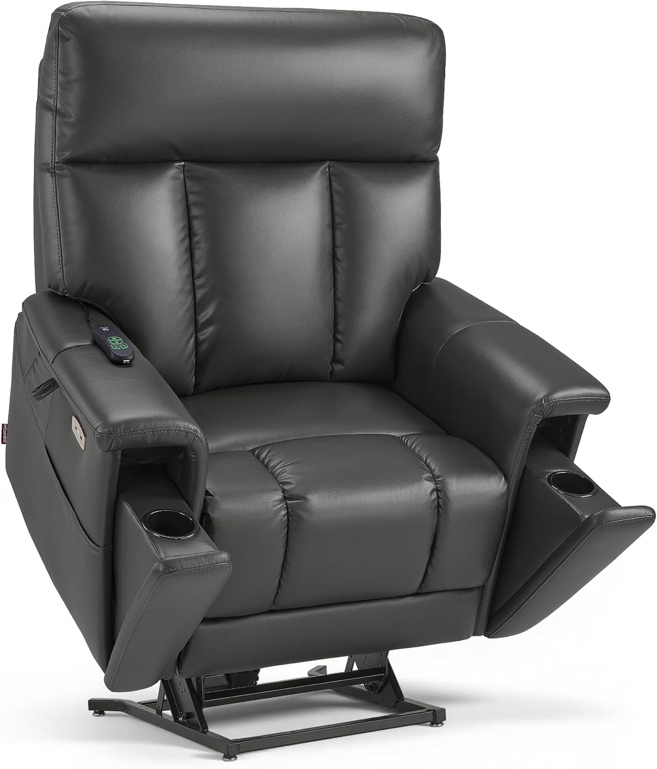 MCombo 500lbs Heavy Duty Lift Chair for Elderly, Extra Wide Dual Motor Power Lift Recliner with Hidden Cup Holders, USB Charging, Breathable Faux Leather R7777 (Grey)
