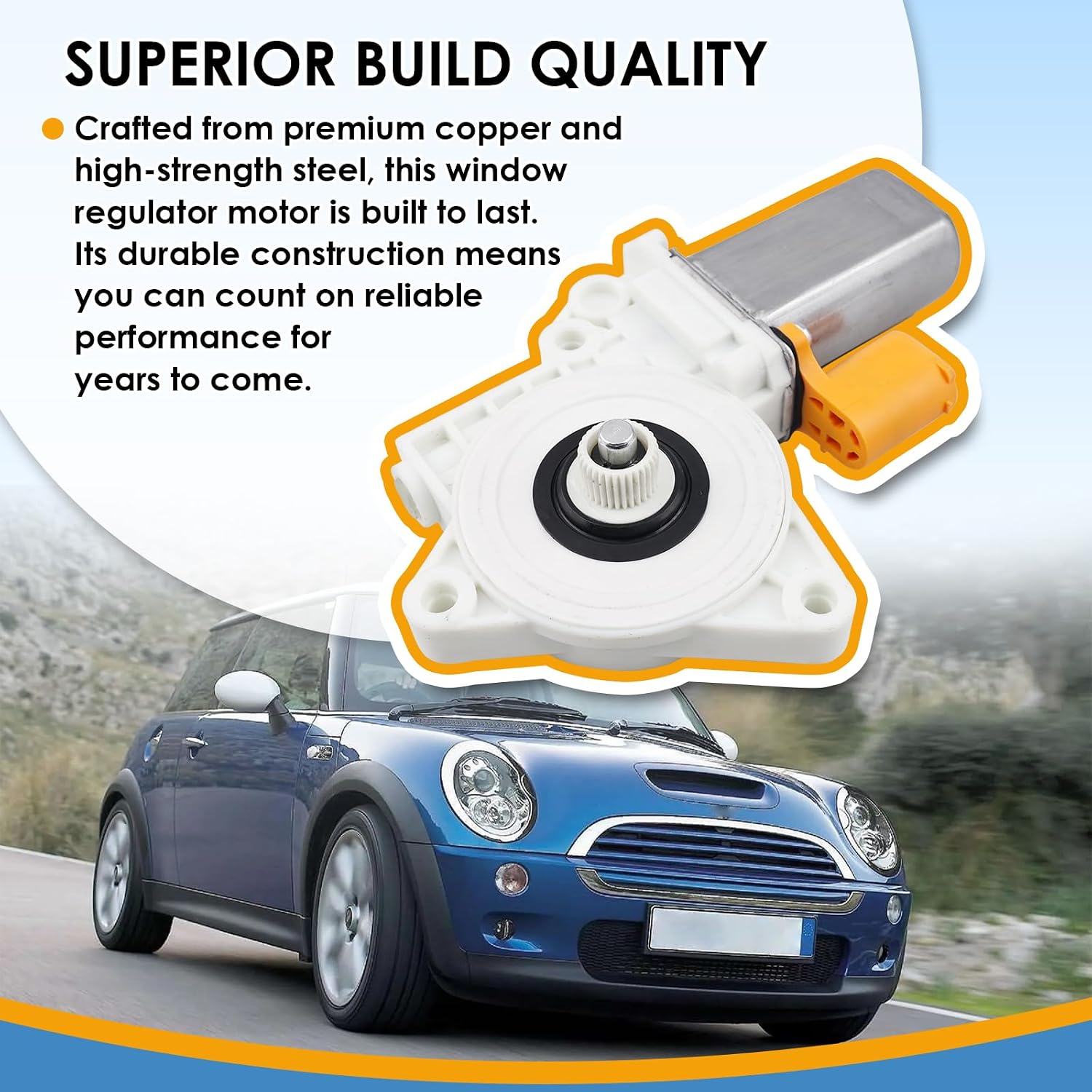 MiCCiKAFront Driver Left Power Window Motor Compatible with Mini R50 R52 R53 R56 Cooper Base S 2002-2008 1.6L L4 FWD Replacement for 67626954275