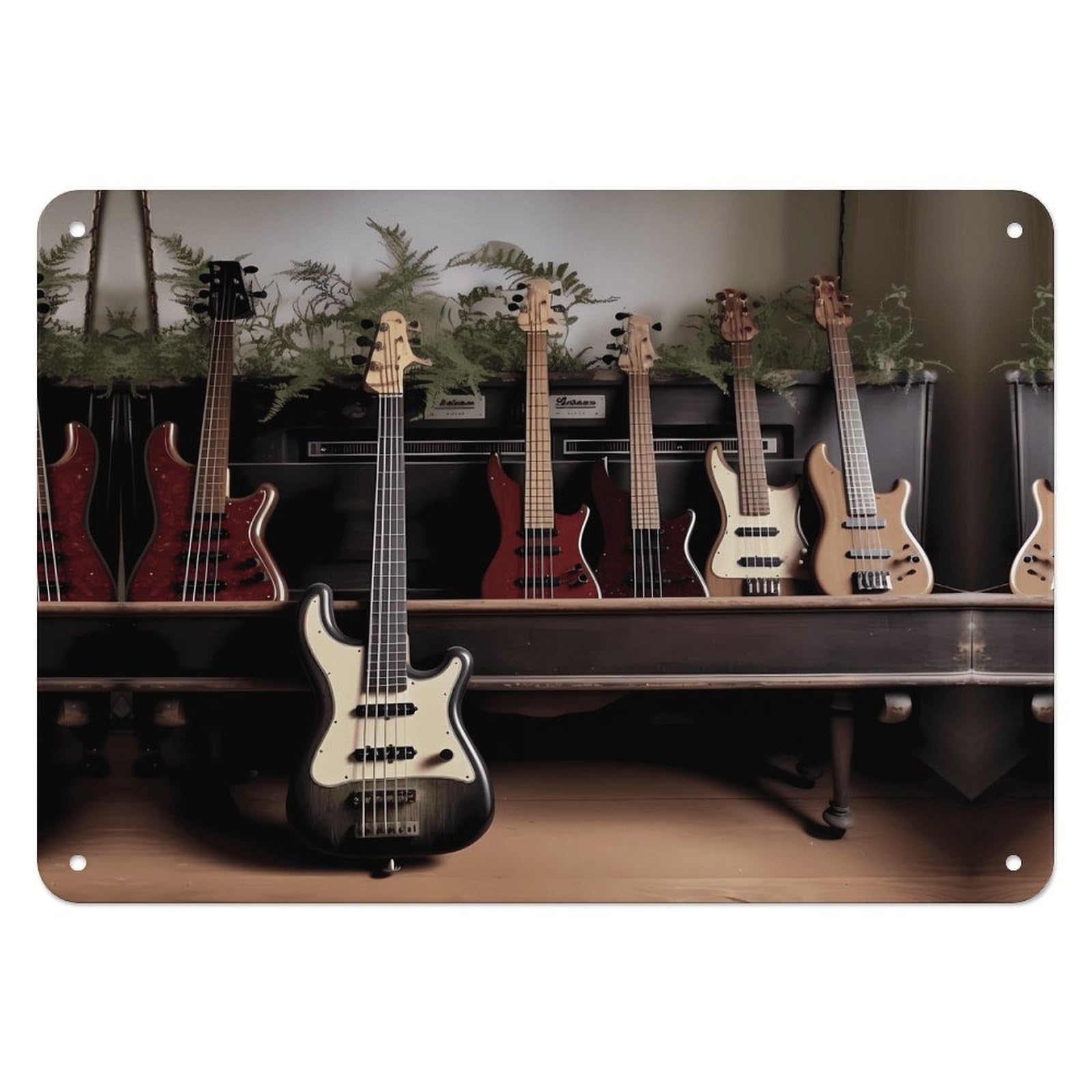 Fekiloot Style Guitar Bass Music Musical Instruments Wall Decor Iron Painting Metal Sign