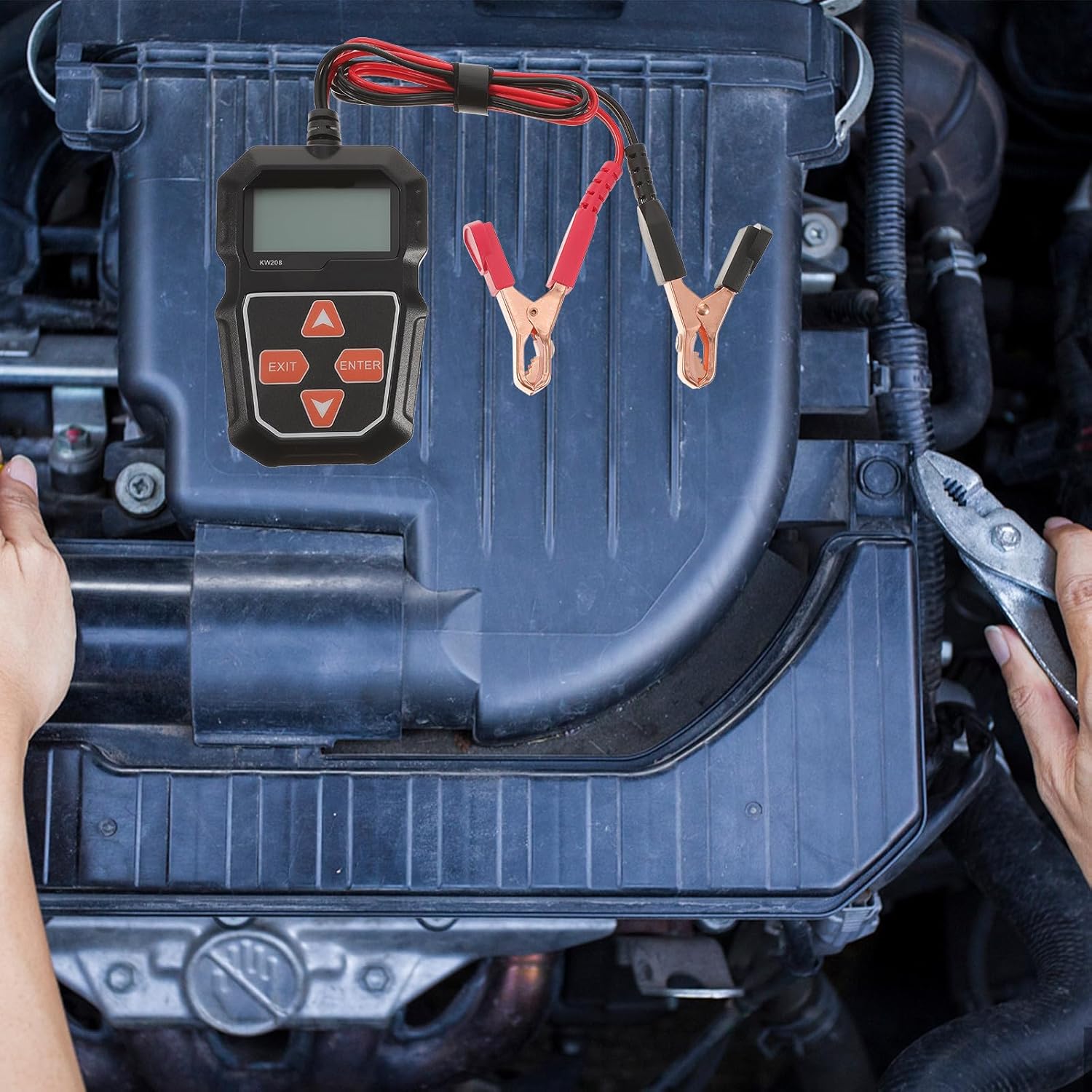 Cabilock 12v Automotive Battery Tester Car Battery Diagnostic Tool with 2.4-inch Black and White Screen for Gasoline Oilfield Hybrid Vehicles