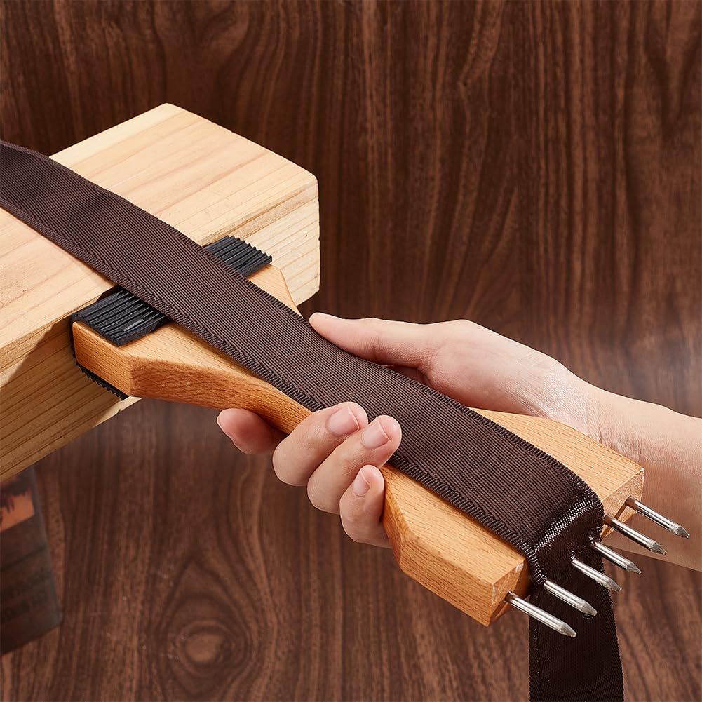 NBEADS 2 piezas de 2 estilos de cinta de madera, herramienta de reparación de tapicería, mango de madera, extractor de cinchas para tapicería, herramientas de reparación de tapicería, suministros