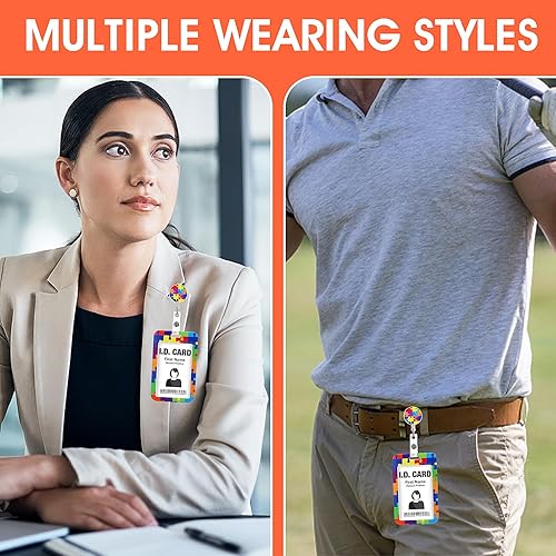 Miniatura 7 de Giantree Soporte para tarjetas de alta resistencia con clip de carrete retráctil, soporte para tarjetas de identificación de conciencia sobre