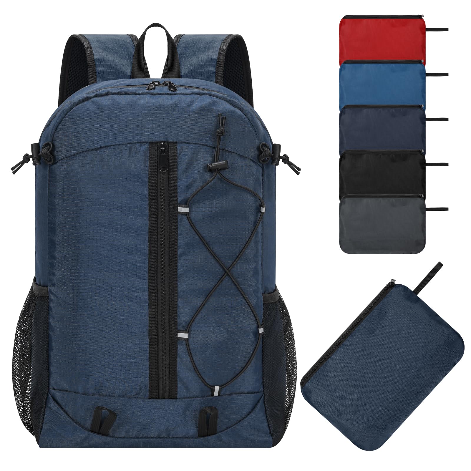 ZZY 25L Foldable Backpack Lightweight, Navy Blue