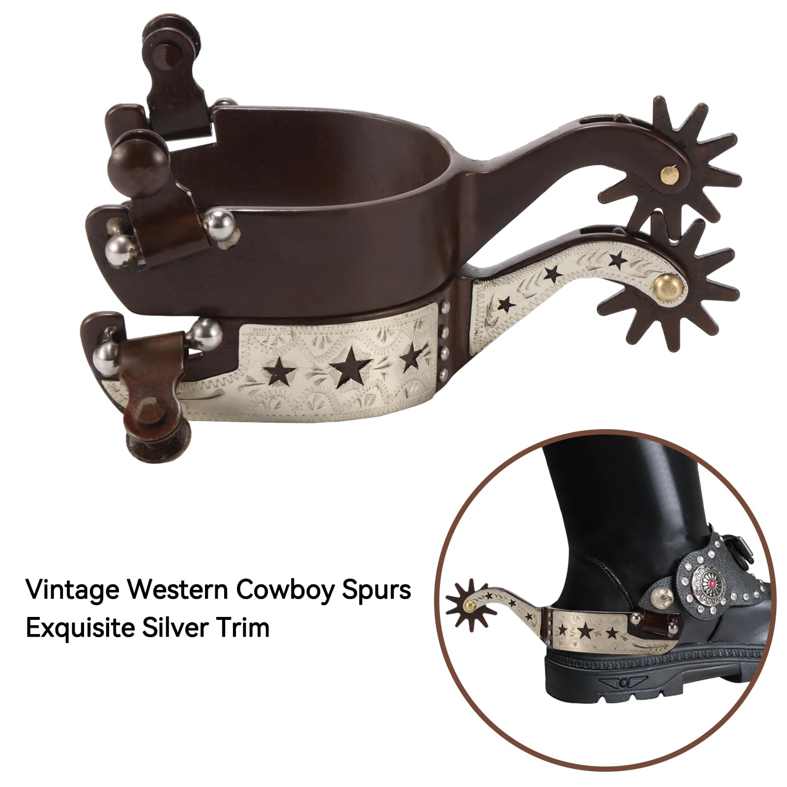 Speroni da Equitazione, 2 Pezzi Speroni Western da Cowboy Speroni da Cavallo in Acciaio Inossidabile Vintage con Ingranaggio Rotante per Cavalli, Pony, speroni da Equitazione antiruggine