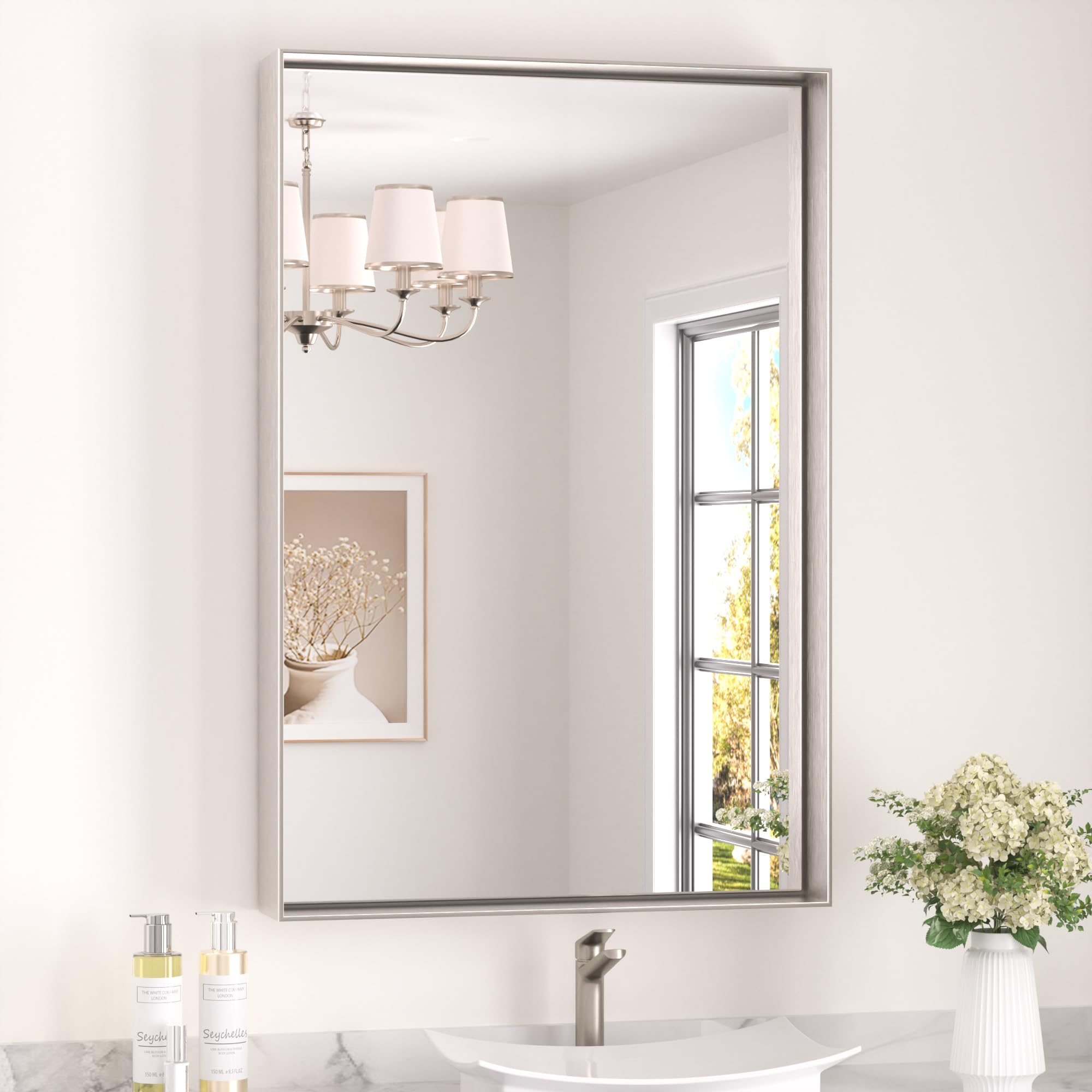 Amazon.com: Keonjinn 24 x 36 In Brushed Nickel Bathroom