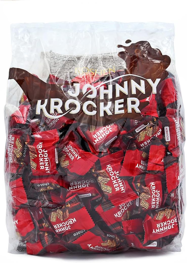 Roshen Johnny Krocker Choco Wafers - Light and Crispy with Chocolate-Cream Filling, Kosher, Halal, 2.2 lb - Pack of 1