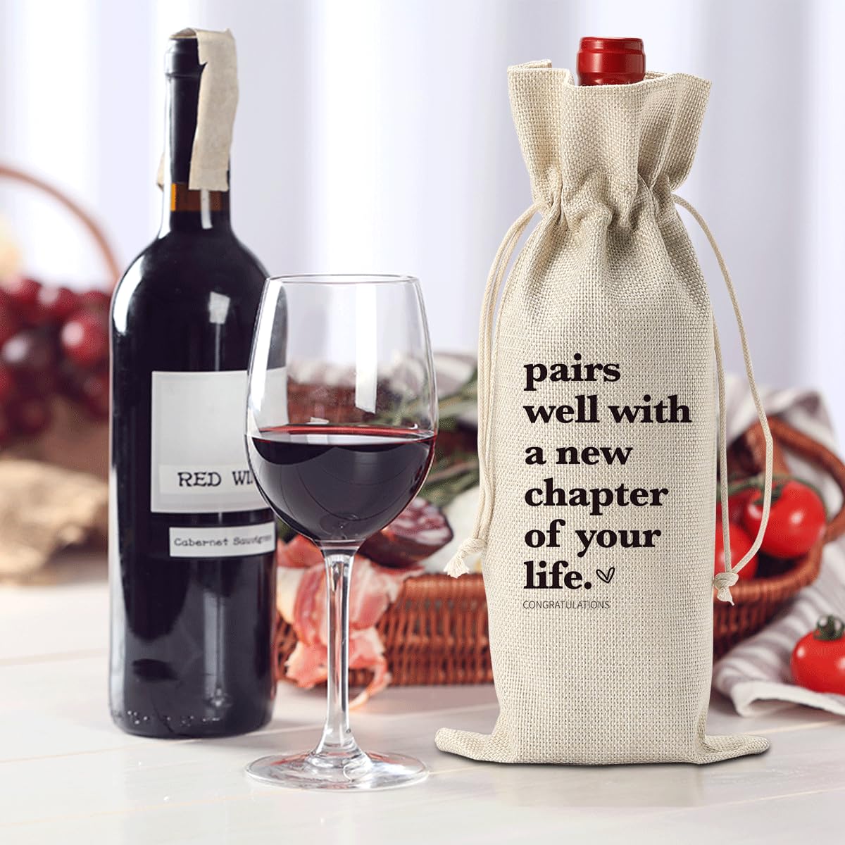 1 bolsa de vino divertida para nuevos capítulos, regalos para mujeres y hombres, regalos de despedida para amigos, regalos de despedida para compañeros de trabajo, mujeres y hombres, regalos para 5