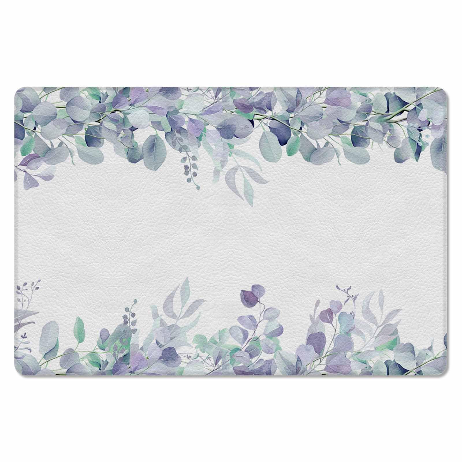 Watercolor Leaves Kitchen Bath Door Mat Cushioned Runner Rug,Washable Welcome Floor Sink Antifatigue Mat,Waterproof & Non-Slip Comfort Standing Doormat,Eucalyptus Botanical Plant Leaves 18