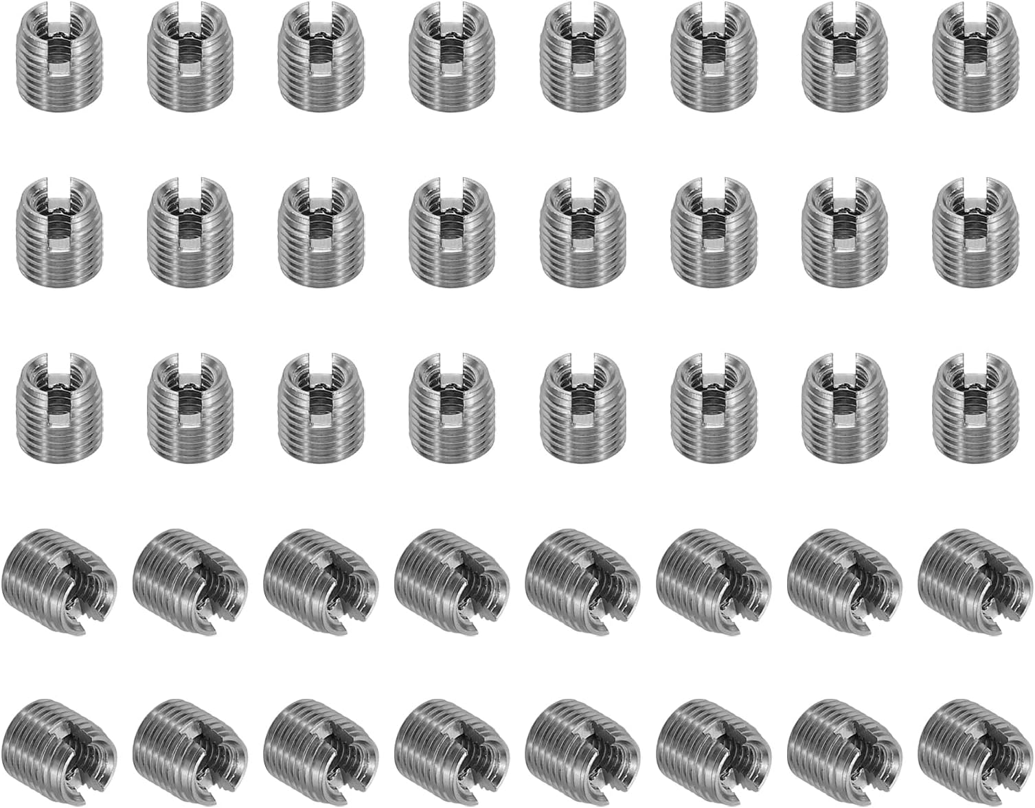 PATIKIL Self-Tapping Threaded Inserts, 40 Pcs M3 x M5 x 5mm 303 Stainless Steel Thread Adapter Reducer Slotted Screw Repair Inserts Nuts Sleeve