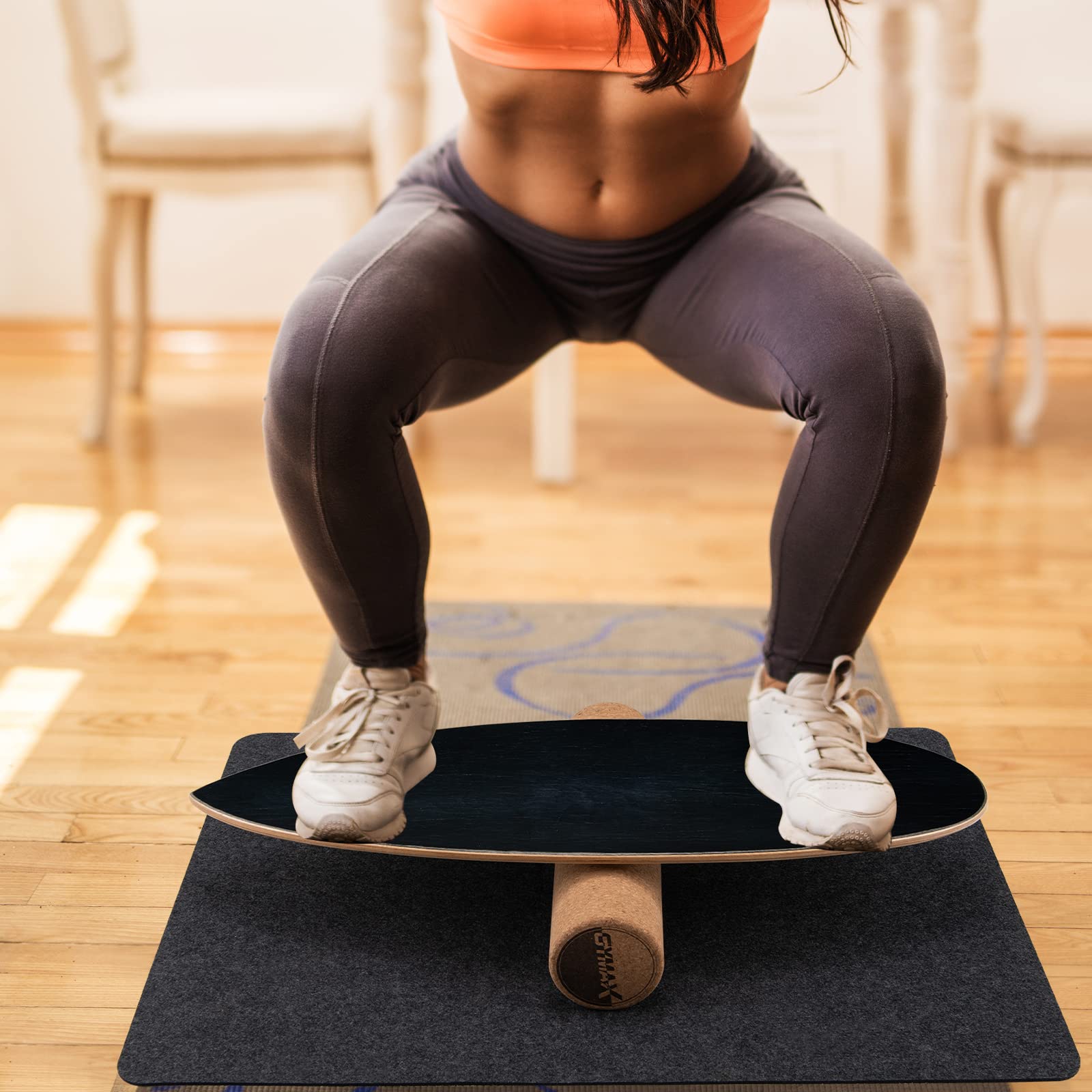 COSTWAY Balance Board in Legno,Tavola Propriocettiva con Superficie Antiscivolo e Rullo, Ideale per Esercizi di Equilibrio e Forza e Coordinazione, Carico Massimo 227 kg