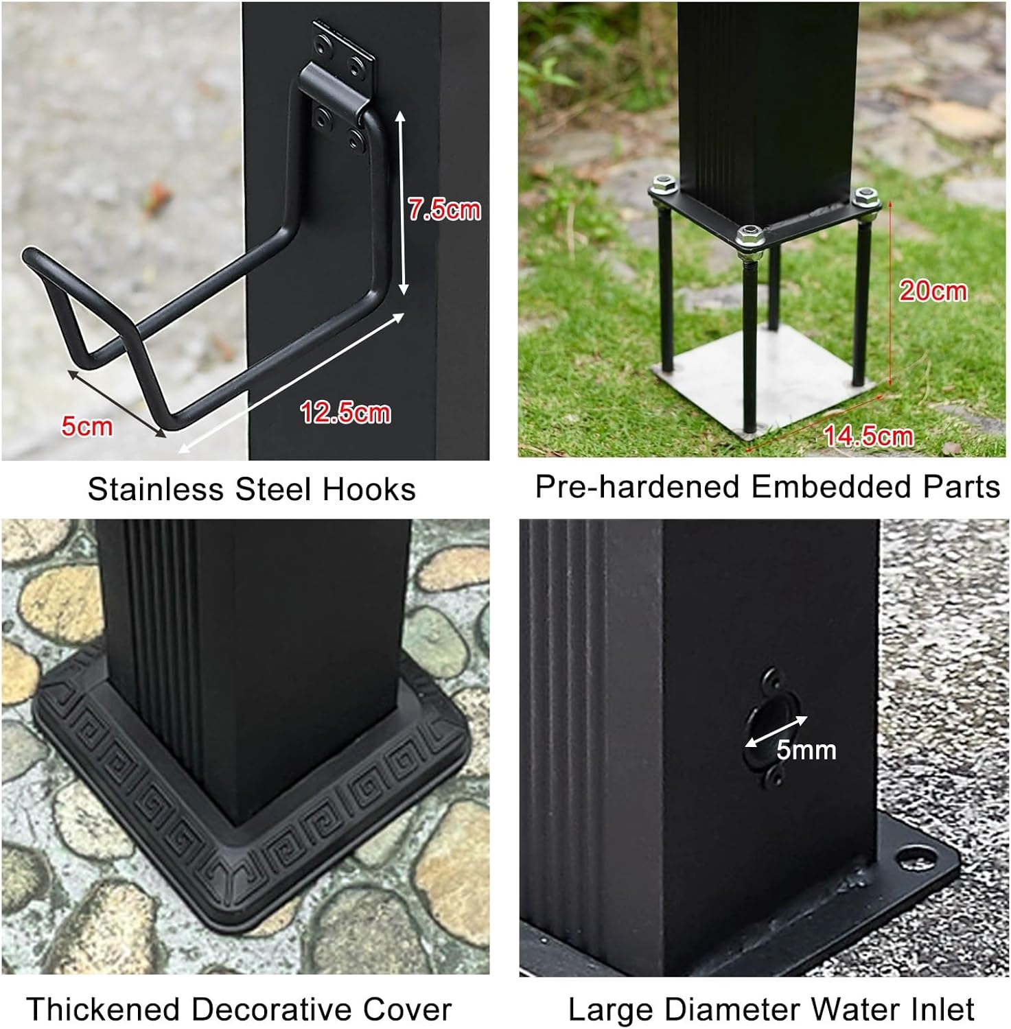 Solar LED Outdoor Water Column Light, 74cm Freestanding Hose Stand, Antifreeze Garden Faucet Post, Waterproof Spigot for Courtyard & Backyard Irrigation.