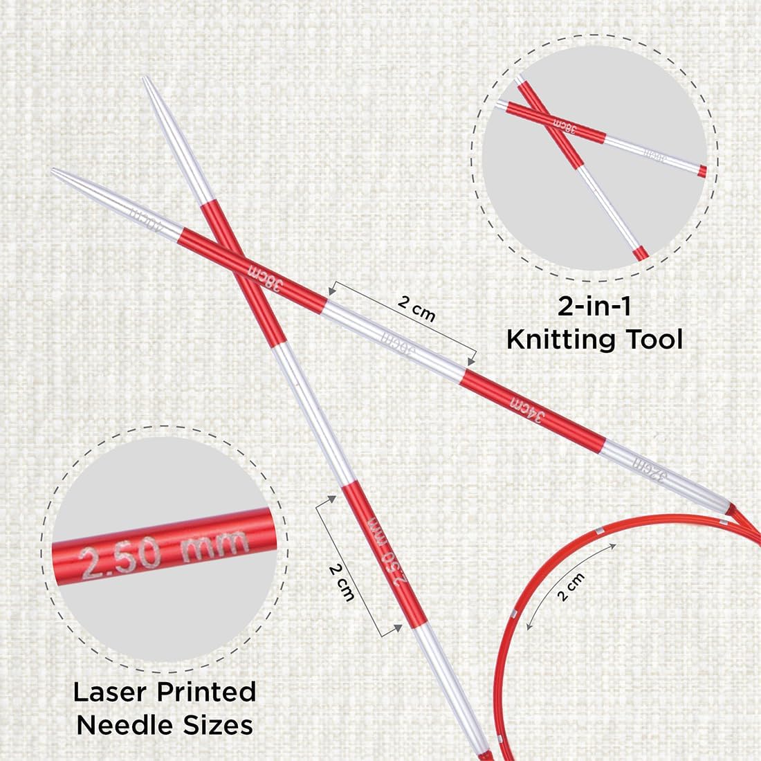 KnitPro Smartstix Fixed Circular Needles 16" (40cm) | US Size 1.5 (2.5mm)