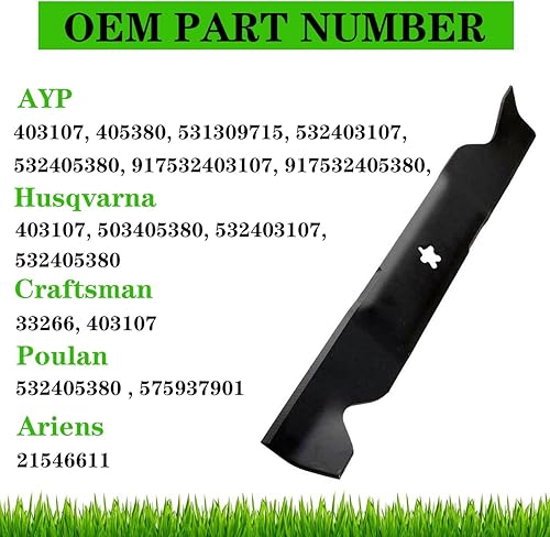 Miniatura 4 de Cluparis 561739B - Juego de 2 cuchillas para plataforma de 46 pulgadas, cortacésped de elevación media, repuesto para corte Craftsman, Husqvarna,