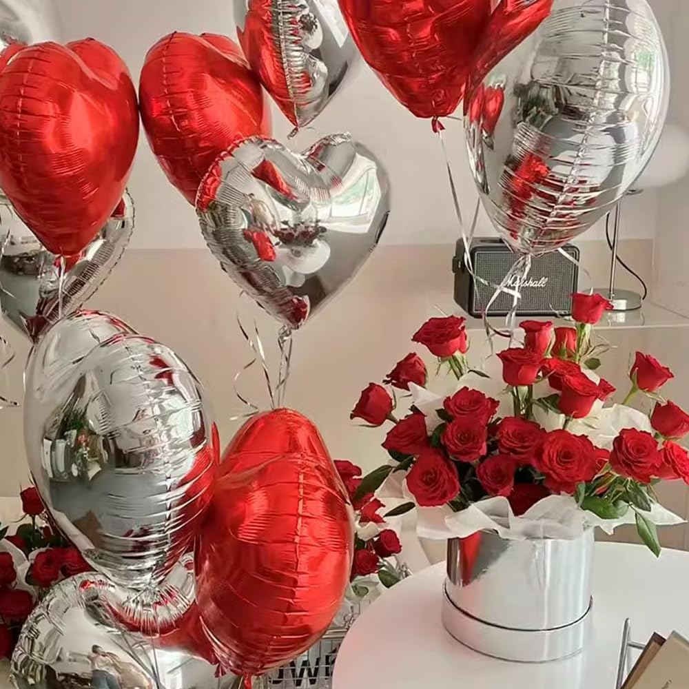 Heart Foil Balloons Love Balloons 5 Pack) Lockways Red Heart Shape Foil ...