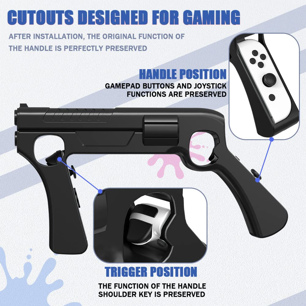 Zoazr Poignée de Pistolet Contrôle Sensoriel pour NS Switch OLED Accessoire de Jeu pour Splatoon3 Support pour Manette de Jeu en Plastique Noir